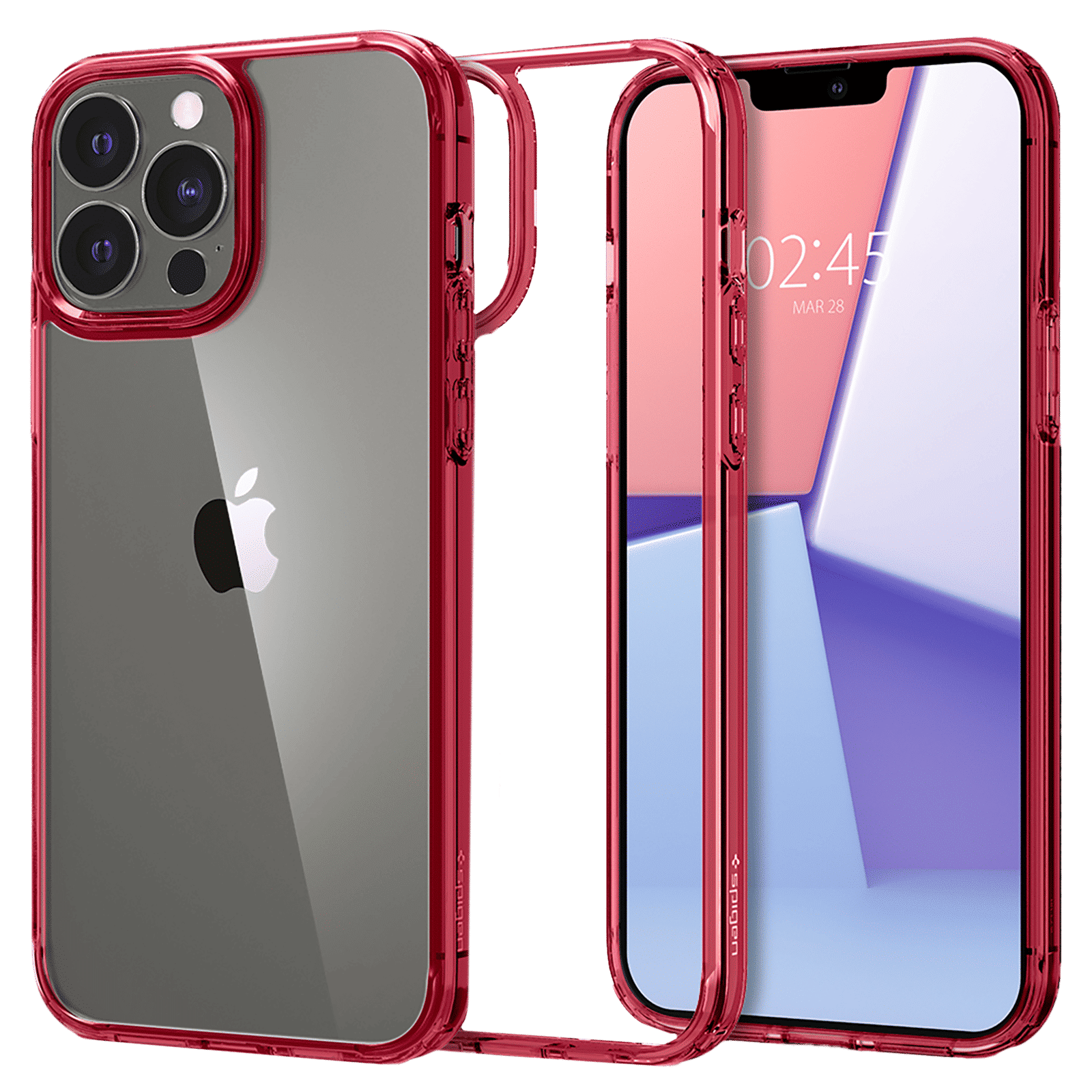 spigen Ultra Hybrid TPU Back Cover for Apple iPhone 13 Pro (Air Cushion Technology, Red Crystal)_13