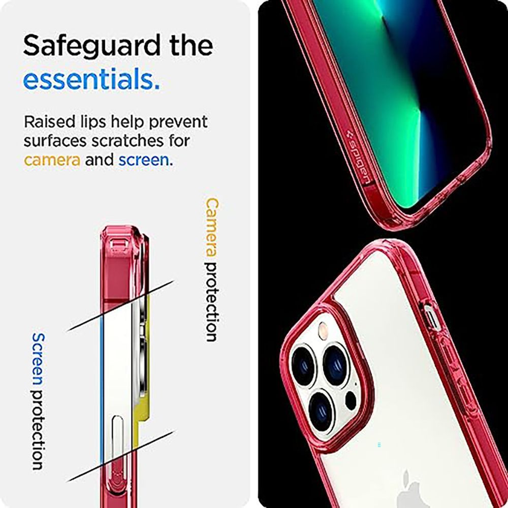 spigen Ultra Hybrid TPU Back Cover for Apple iPhone 13 Pro (Air Cushion Technology, Red Crystal)_4