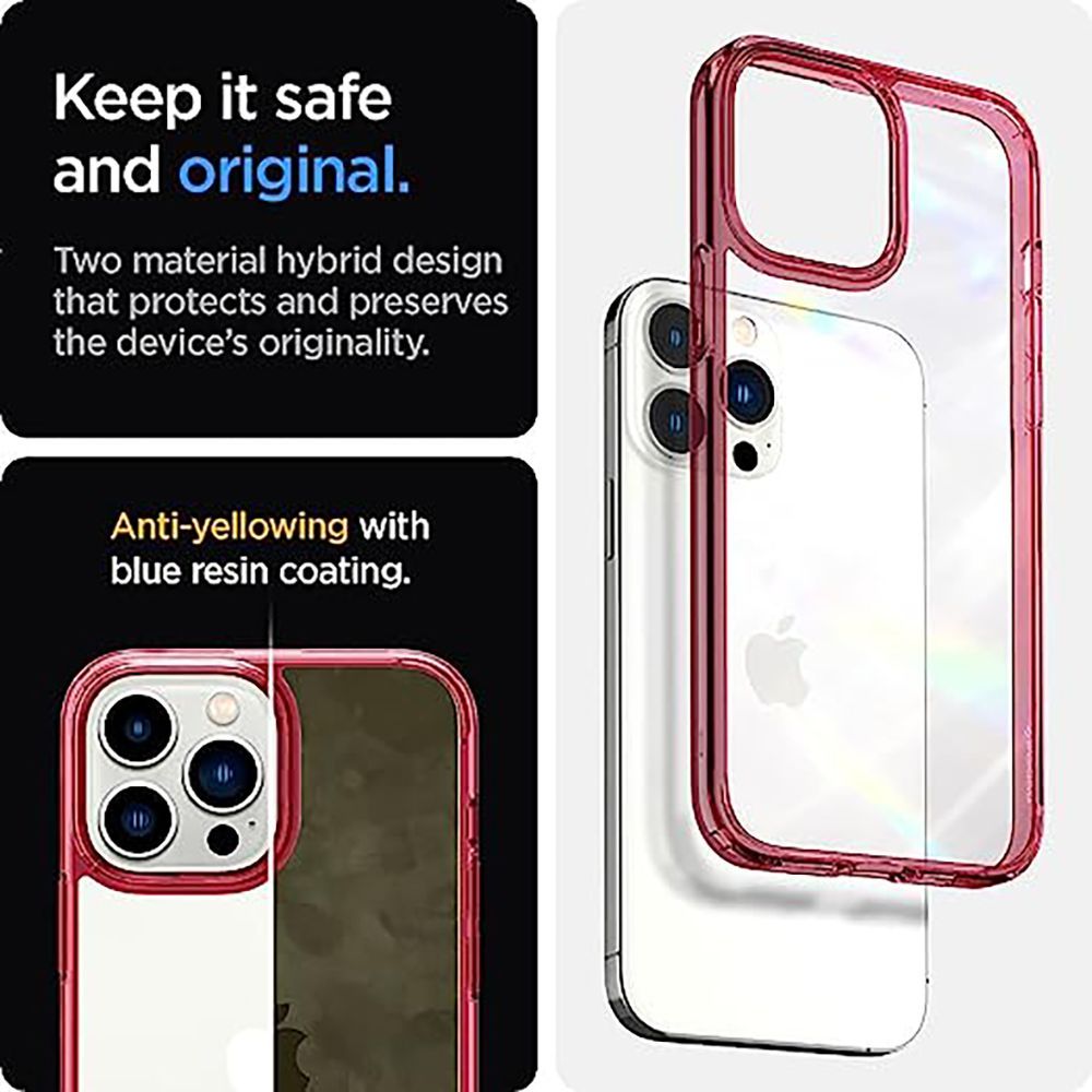 spigen Ultra Hybrid TPU Back Cover for Apple iPhone 13 Pro (Air Cushion Technology, Red Crystal)_6