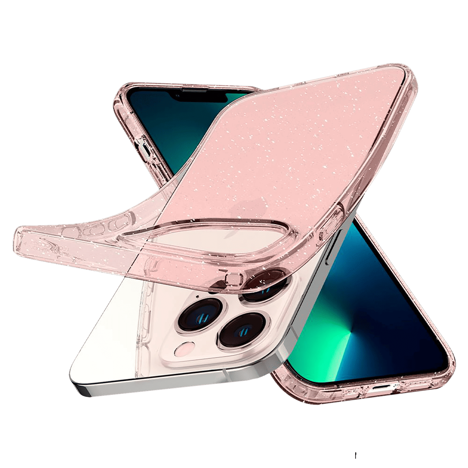 spigen Liquid Crystal Glitter TPU Back Cover for Apple iPhone 13 Pro Max (Wireless Charging Compatible, Rose Quartz)_12