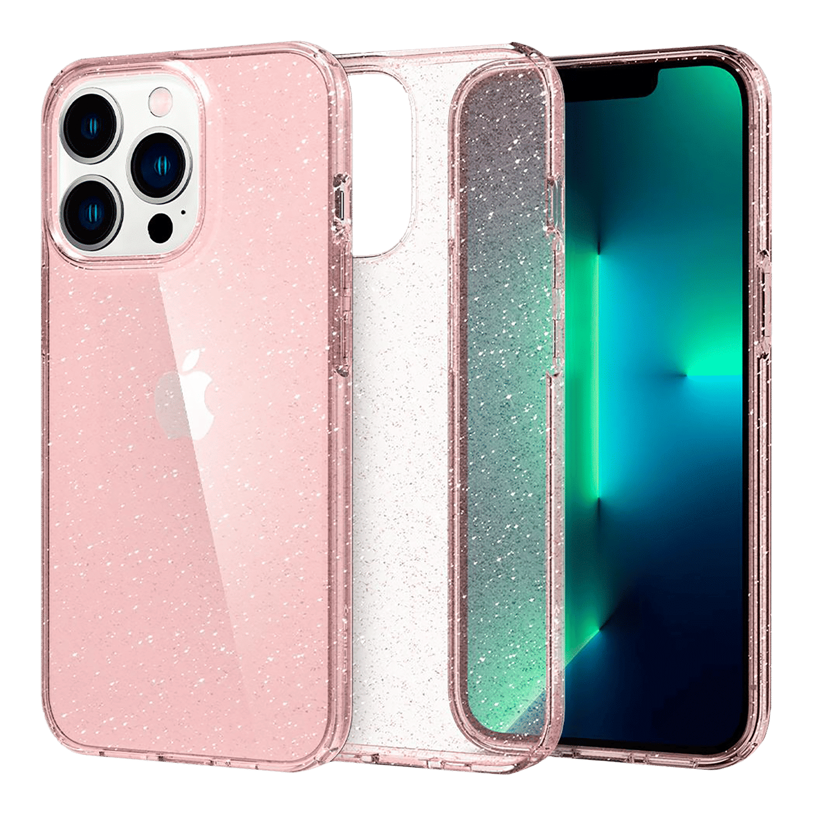 spigen Liquid Crystal Glitter TPU Back Cover for Apple iPhone 13 Pro Max (Wireless Charging Compatible, Rose Quartz)_14