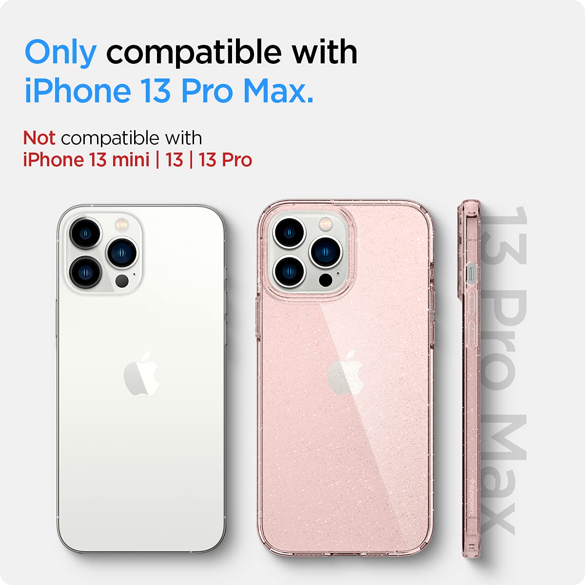 spigen Liquid Crystal Glitter TPU Back Cover for Apple iPhone 13 Pro Max (Wireless Charging Compatible, Rose Quartz)_4