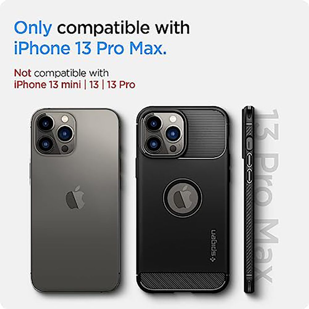 spigen Rugged Armor TPU Back Cover for Apple iPhone 13 Pro Max (Wireless Charging Compatible, Matte Black)_9
