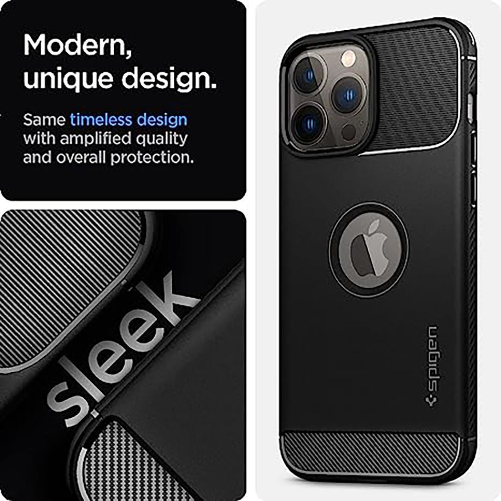spigen Rugged Armor TPU Back Cover for Apple iPhone 13 Pro Max (Wireless Charging Compatible, Matte Black)_10