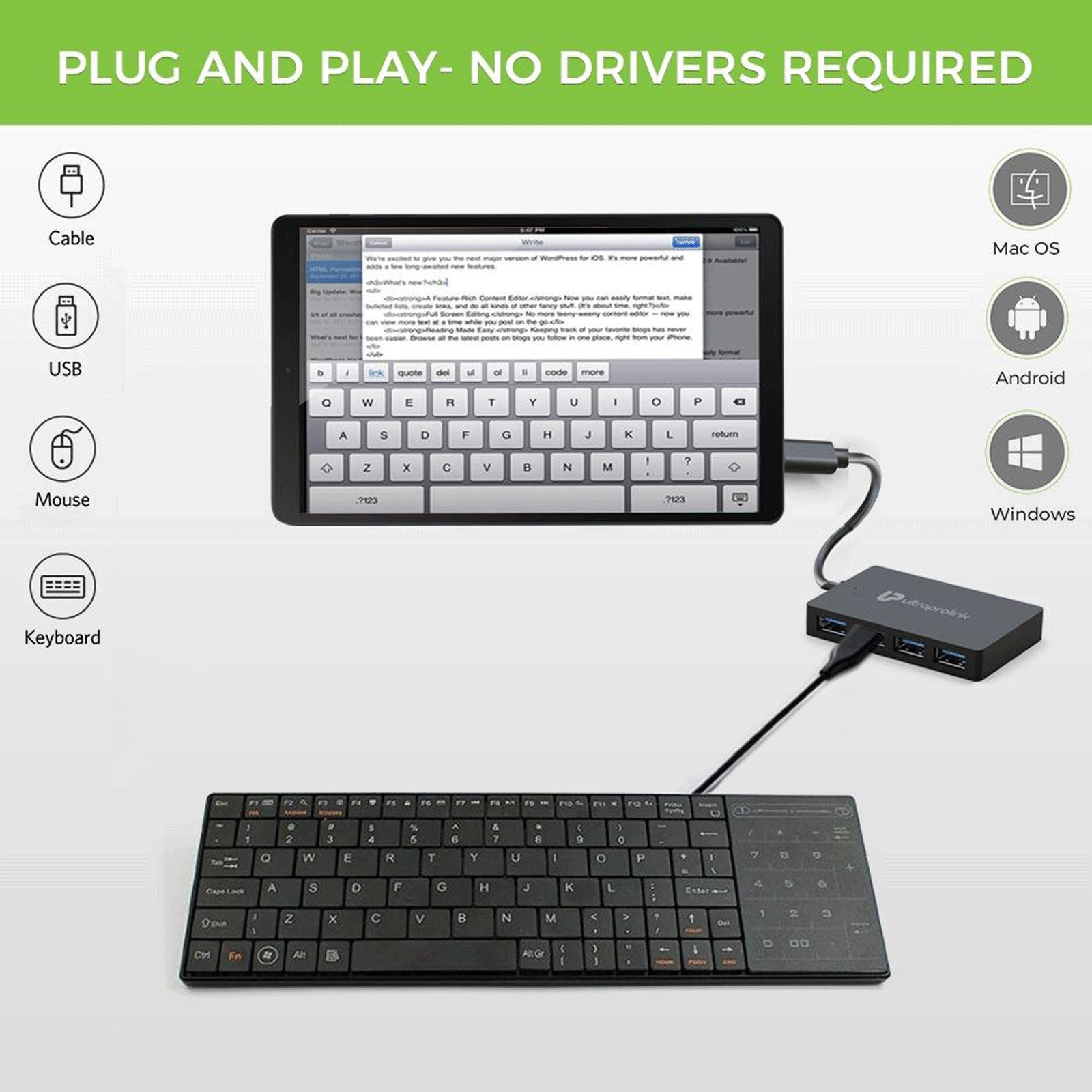 UltraProlink iExpand USB 3.1 Type C to USB 3.0 Type A USB Hub (High Speed Transfer Data, Black)_8