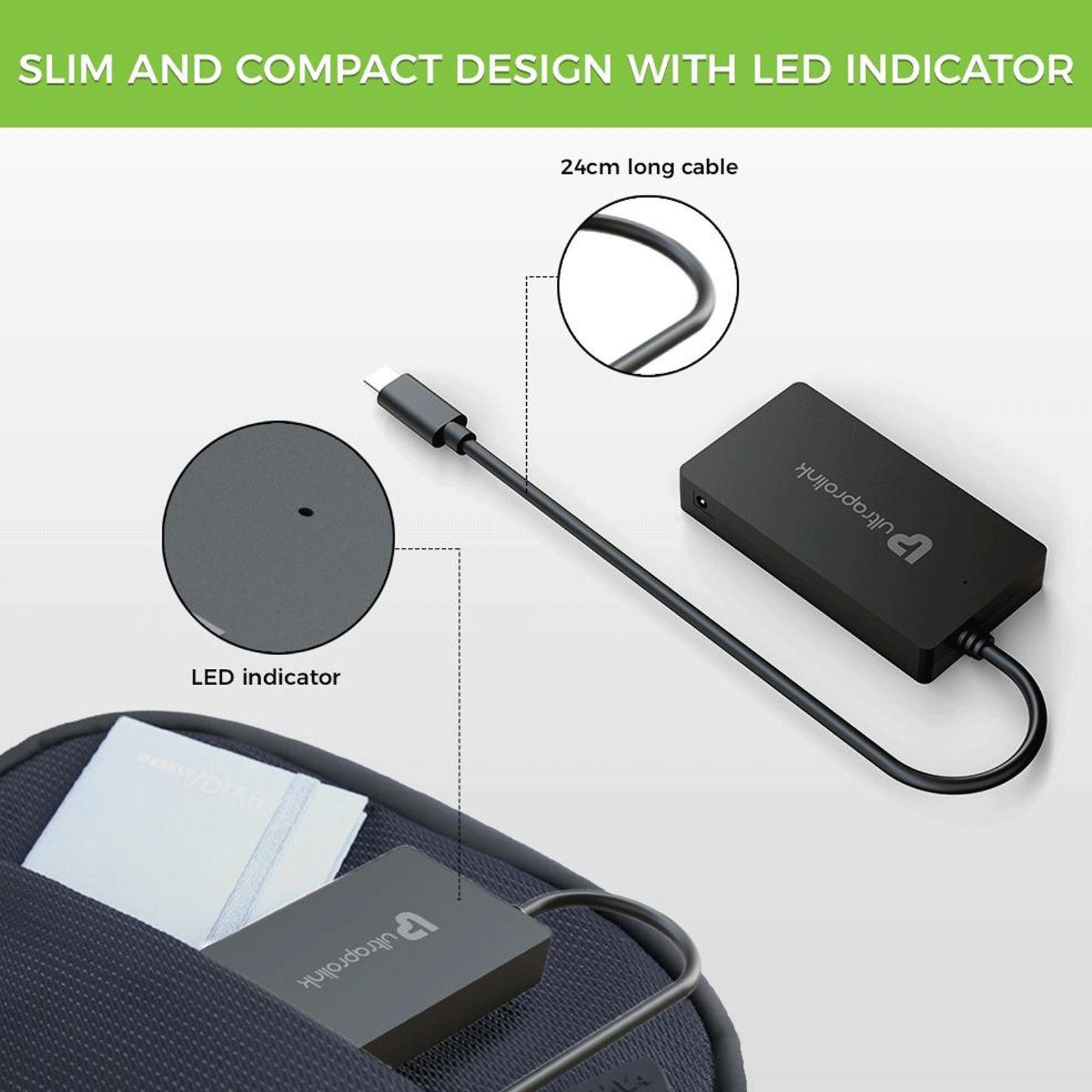 UltraProlink iExpand USB 3.1 Type C to USB 3.0 Type A USB Hub (High Speed Transfer Data, Black)_9