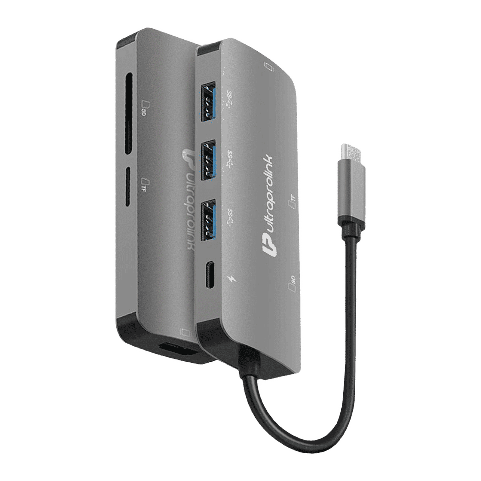 UltraProlink Pro Hub 7-in-1 USB 3.0 Type C to USB 3.0 Type A, SD Card Slot, TF Card Reader, HDMI Type A, USB Type C USB Hub (High Speed Transfer Data, Grey)_1