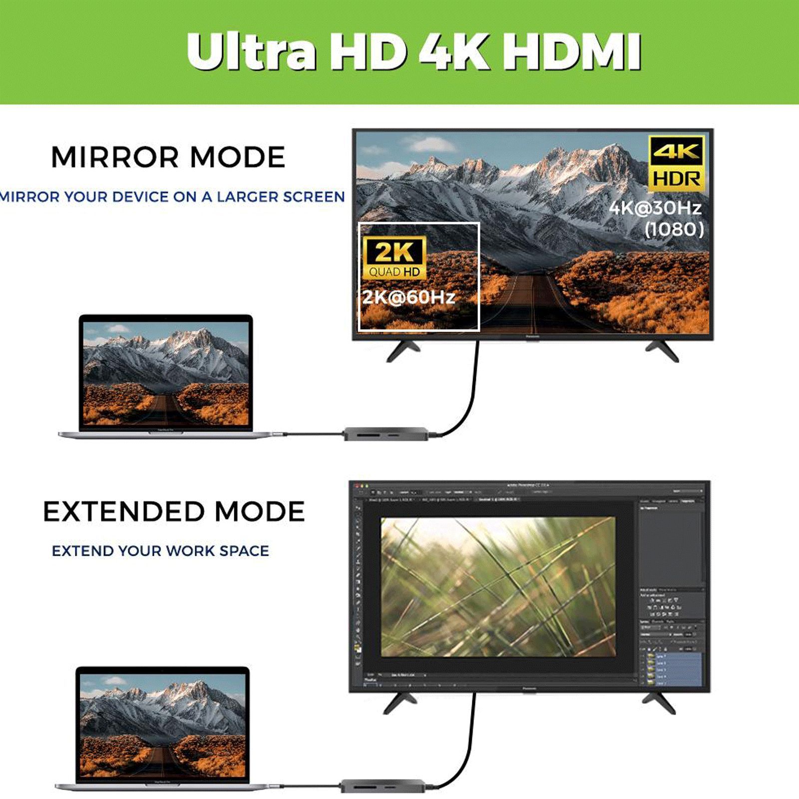 UltraProlink Pro Hub 7-in-1 USB 3.0 Type C to USB 3.0 Type A, SD Card Slot, TF Card Reader, HDMI Type A, USB Type C USB Hub (High Speed Transfer Data, Grey)_6