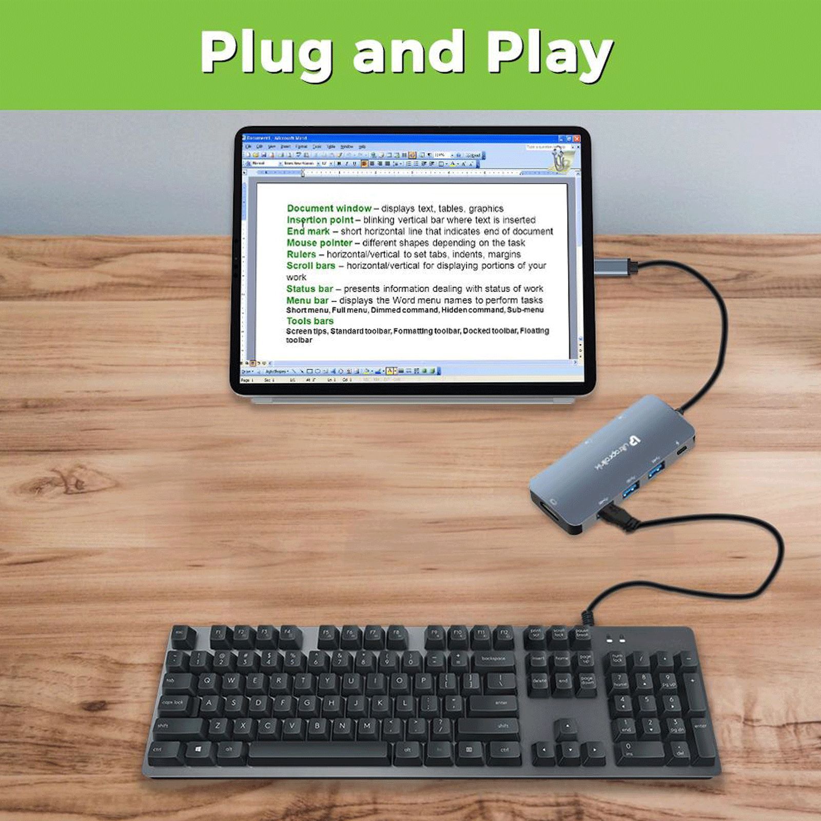 UltraProlink Pro Hub 7-in-1 USB 3.0 Type C to USB 3.0 Type A, SD Card Slot, TF Card Reader, HDMI Type A, USB Type C USB Hub (High Speed Transfer Data, Grey)_7