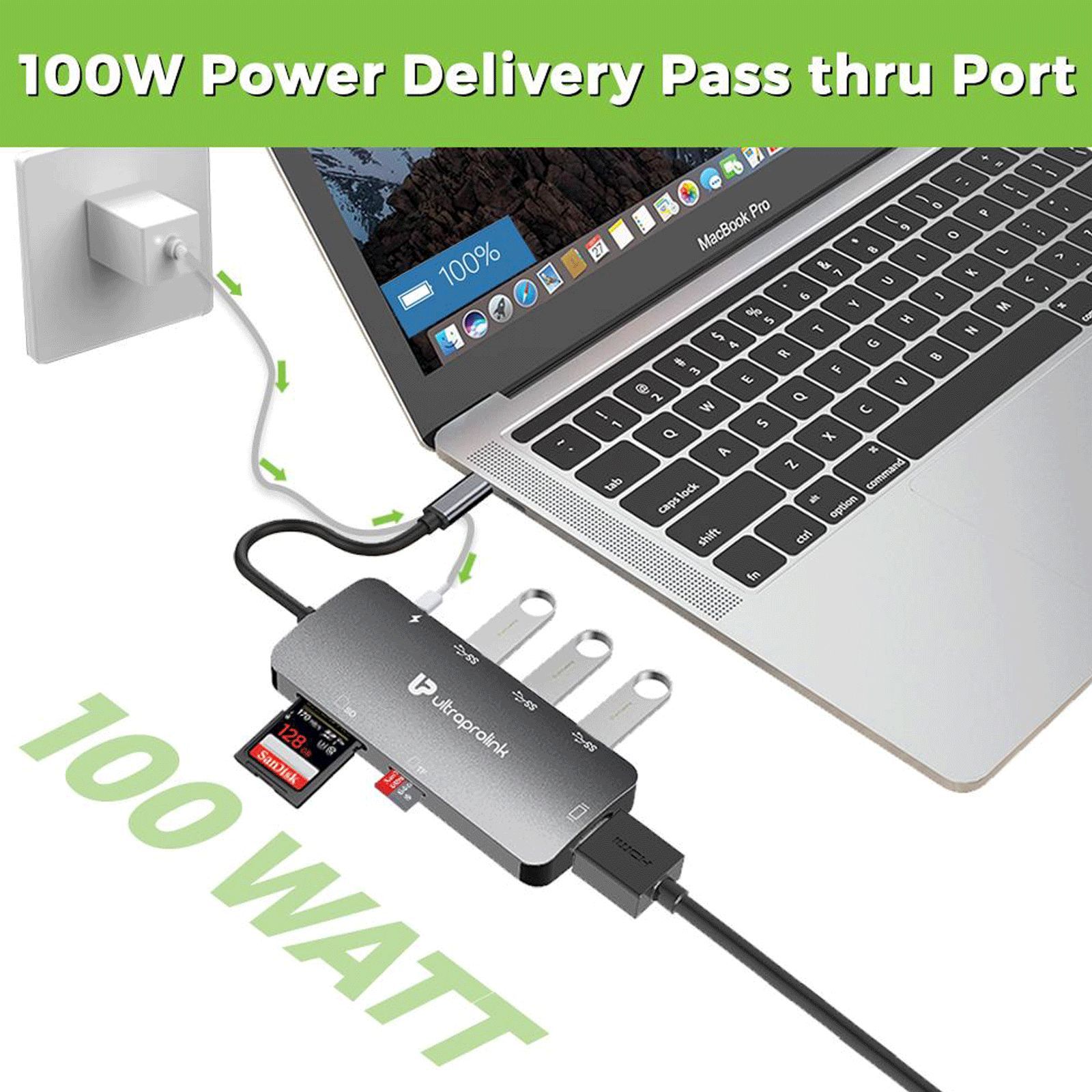 UltraProlink Pro Hub 7-in-1 USB 3.0 Type C to USB 3.0 Type A, SD Card Slot, TF Card Reader, HDMI Type A, USB Type C USB Hub (High Speed Transfer Data, Grey)_4