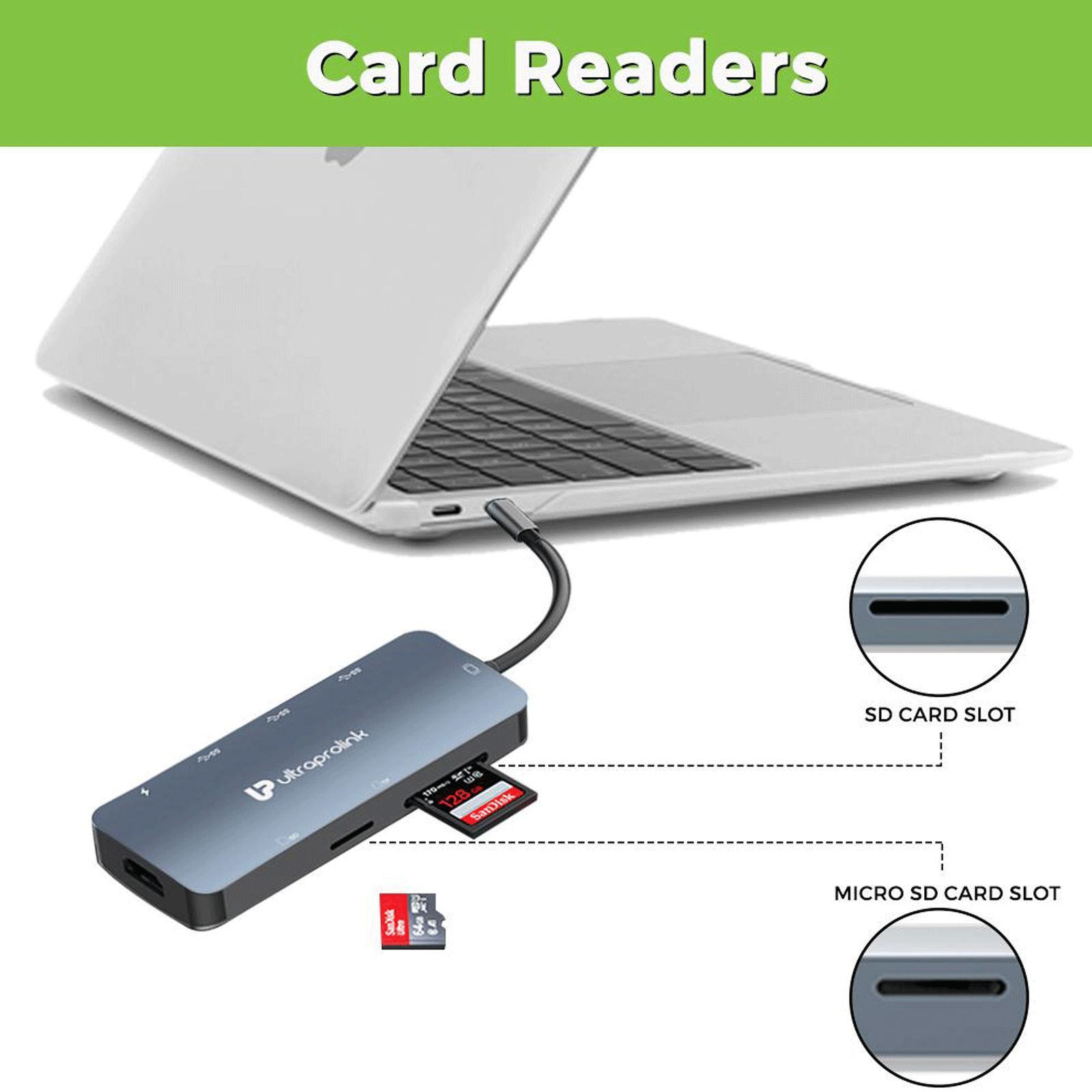 UltraProlink Pro Hub 7-in-1 USB 3.0 Type C to USB 3.0 Type A, SD Card Slot, TF Card Reader, HDMI Type A, USB Type C USB Hub (High Speed Transfer Data, Grey)_5