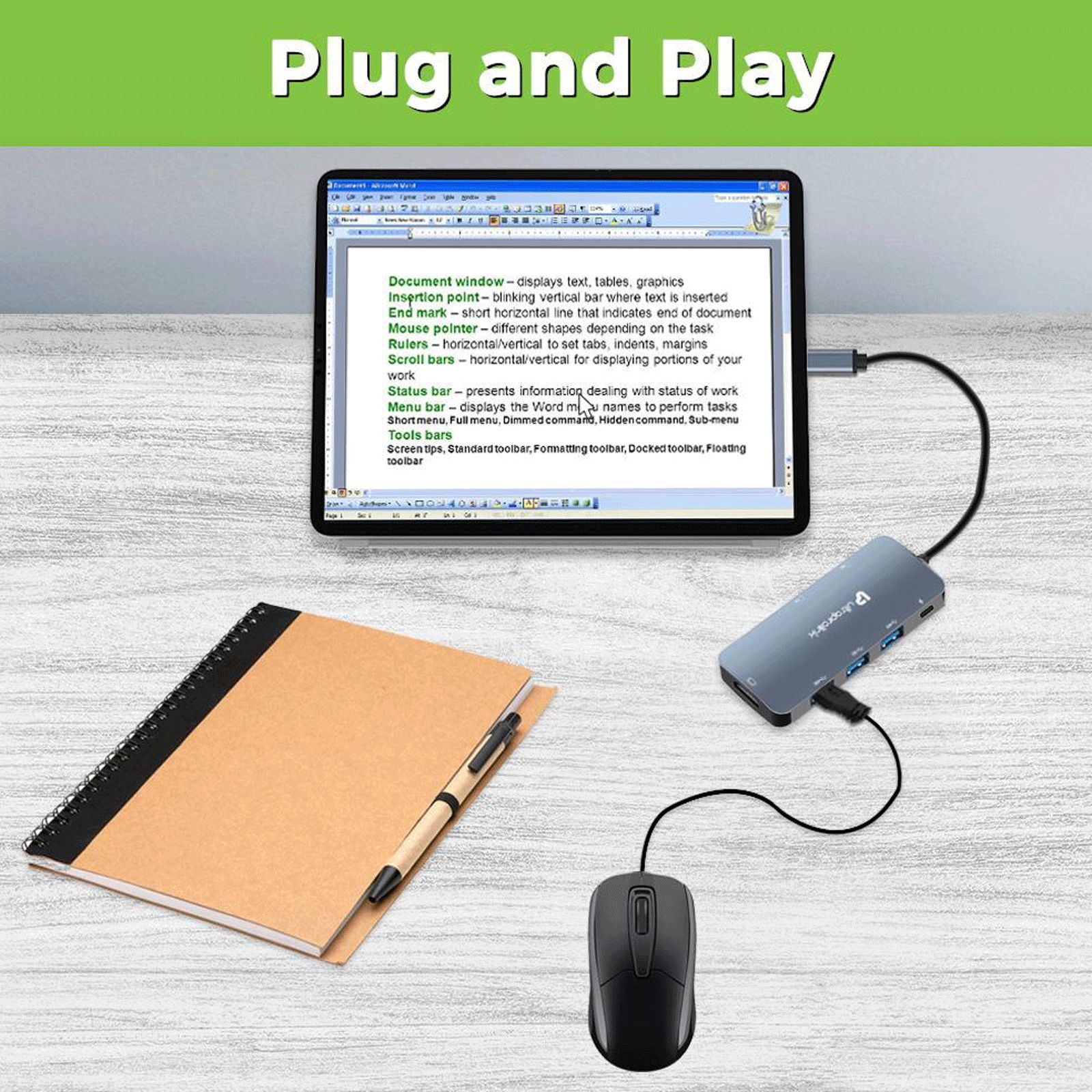 UltraProlink Slimport 4C 9-in-1 USB 3.1 Type C to HDMI Type A, USB 3.0 Type A, USB Type C, SD Card Slot, TF Card Reader, RJ45, 3.5mm Stereo USB Hub (Faster Data Transfer, Grey)_7