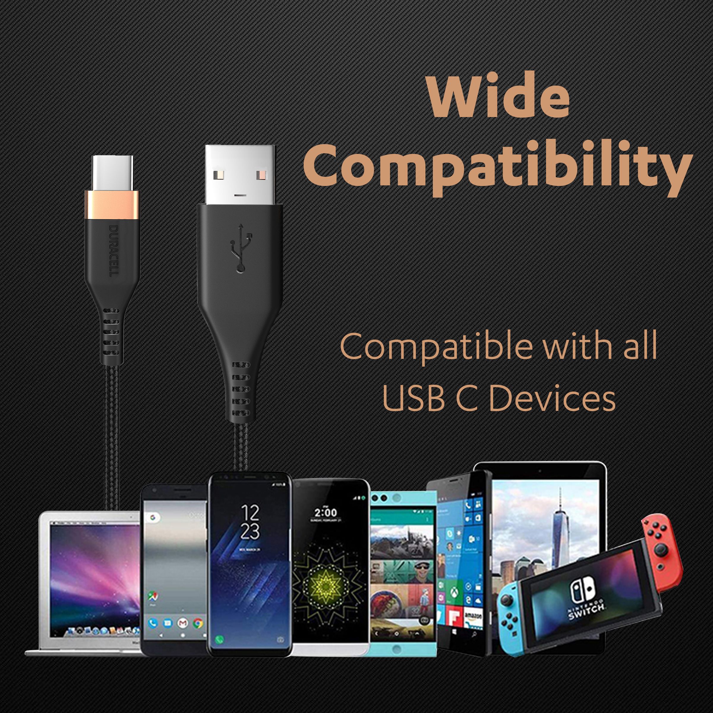 DURACELL Type C to Lightning Connector 3.96 Feet (1.2 M) Cable (Tangle-free Design, Black)_7