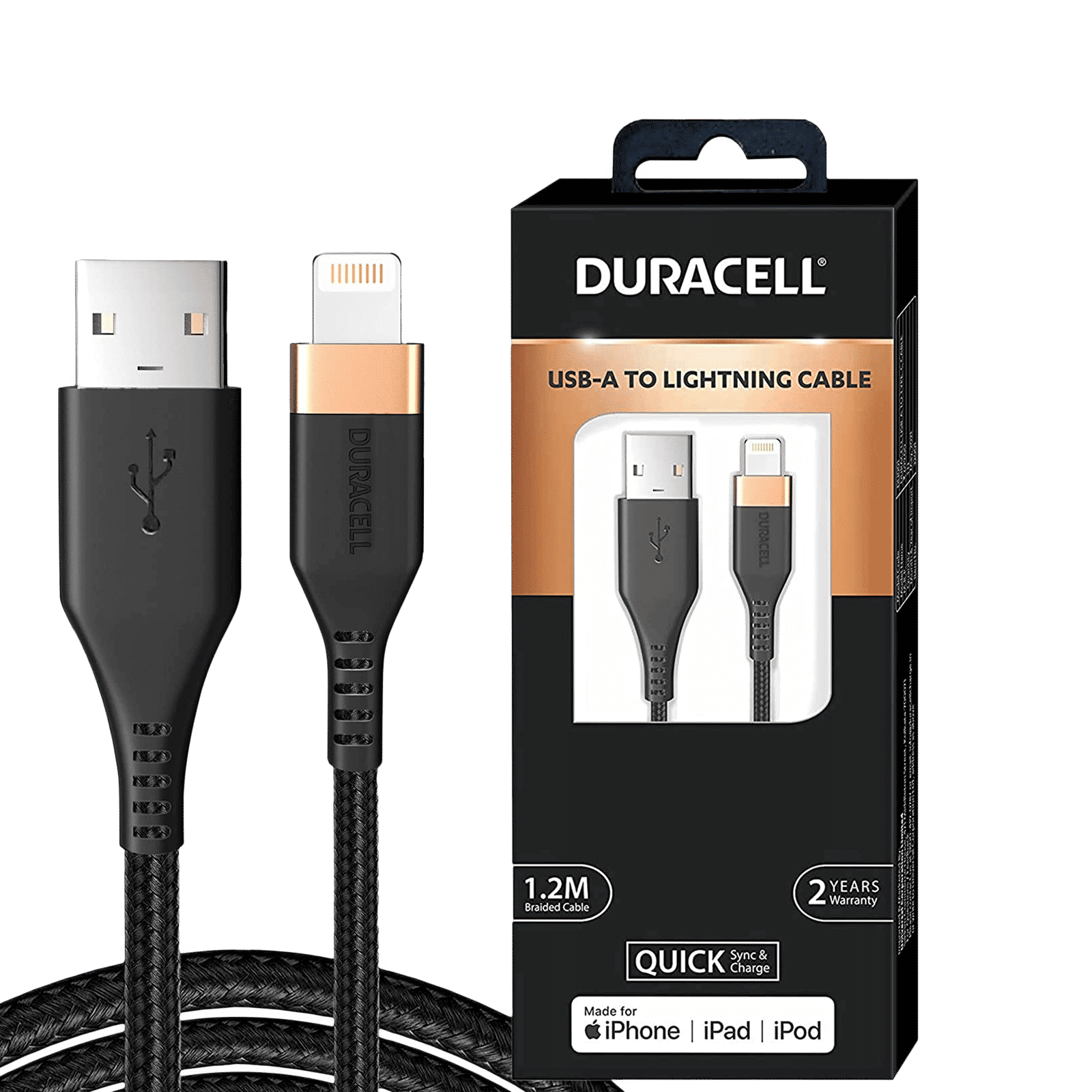 DURACELL Type C to Lightning Connector 3.96 Feet (1.2 M) Cable (Tangle-free Design, Black)_8