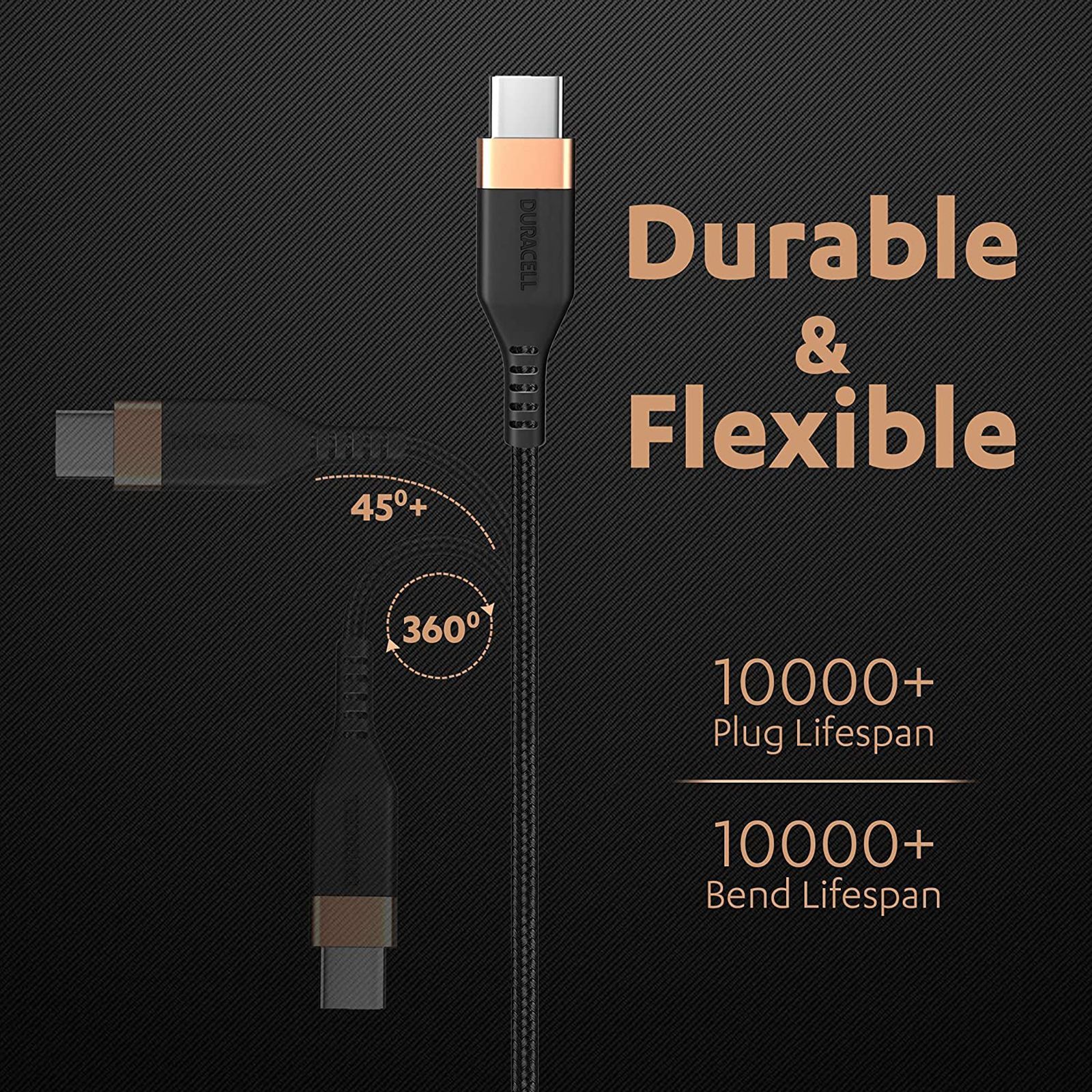 DURACELL Type C to Type C 3.93 Feet (1.2M) Cable (Sync & Charge, Black)_8