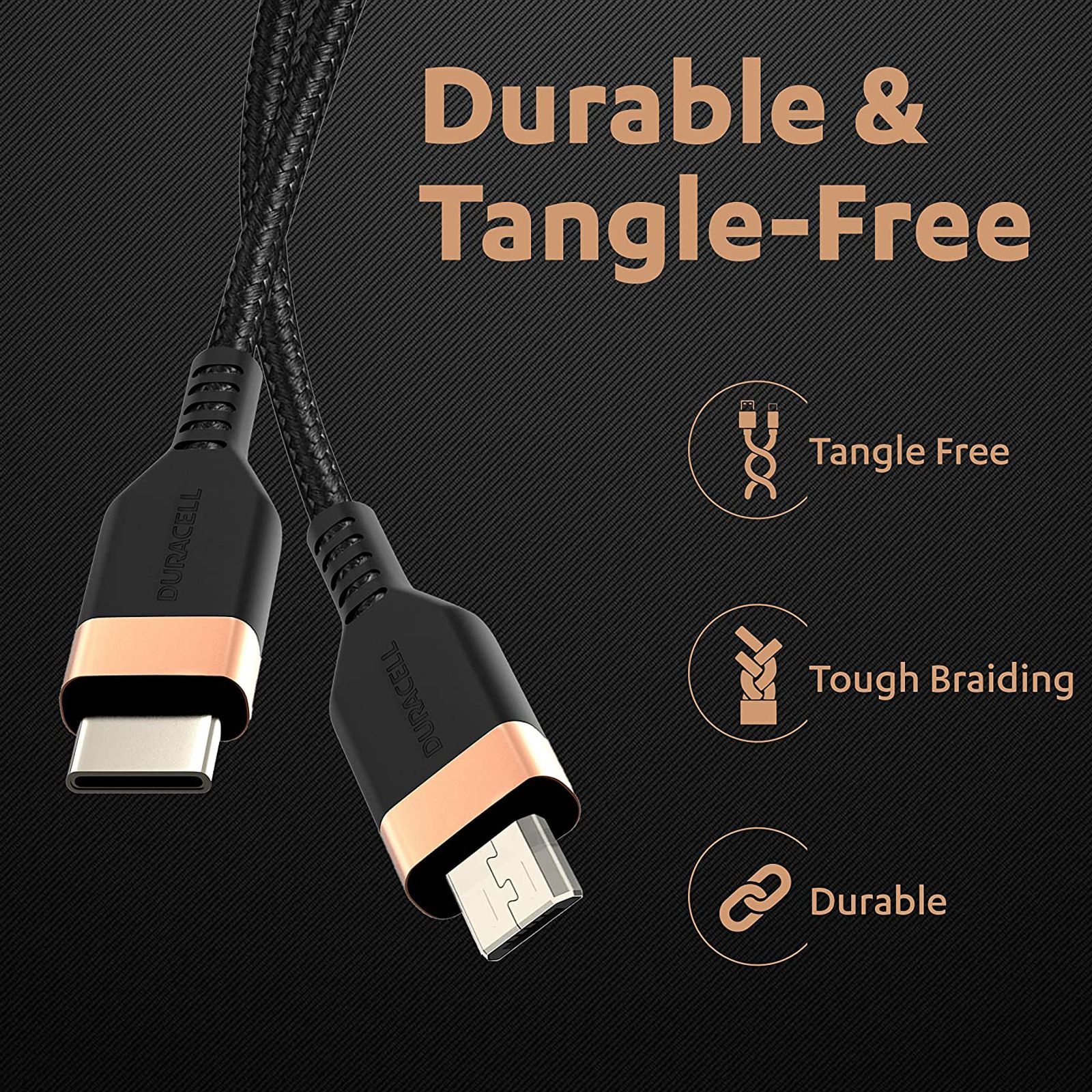 DURACELL Type C to Type B 3.96 Feet (1.2 M) Cable (Tangle-free Design, Black)_6
