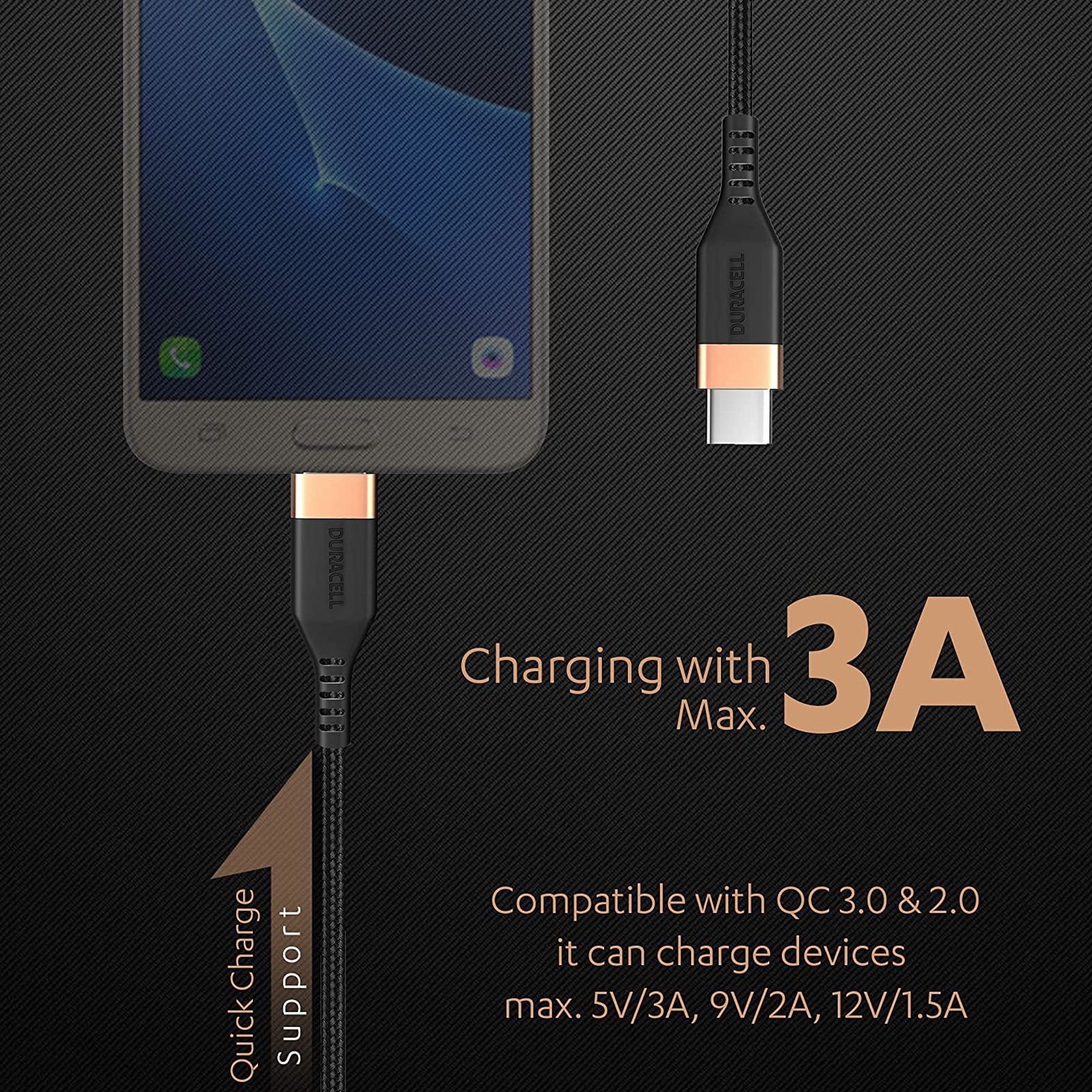 DURACELL Type C to Type B 3.96 Feet (1.2 M) Cable (Tangle-free Design, Black)_3