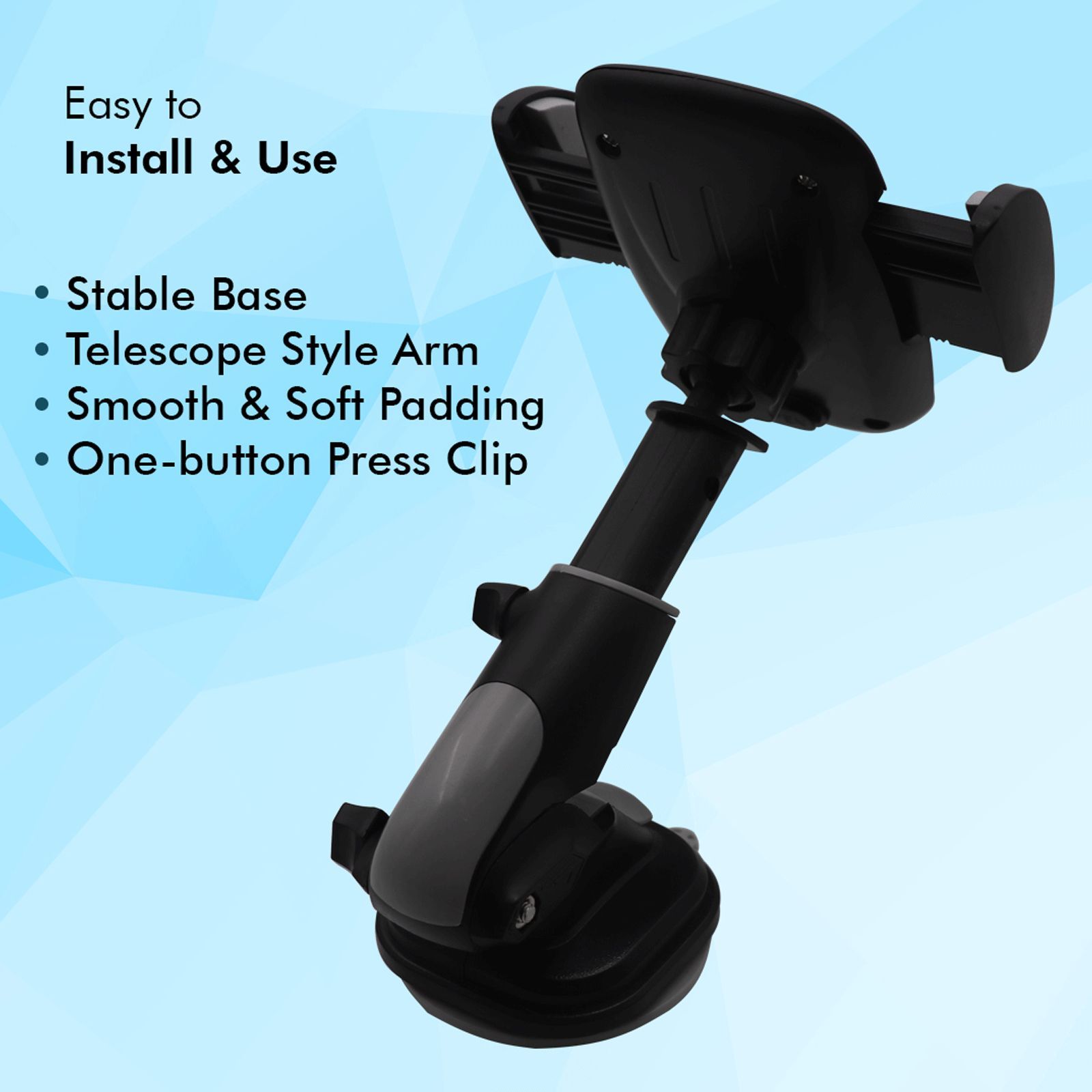 pTron Mount ST4F Adjustable Car Mount Phone Holder for Dashboard & Windshield (Rotating Clamp, Black)_10