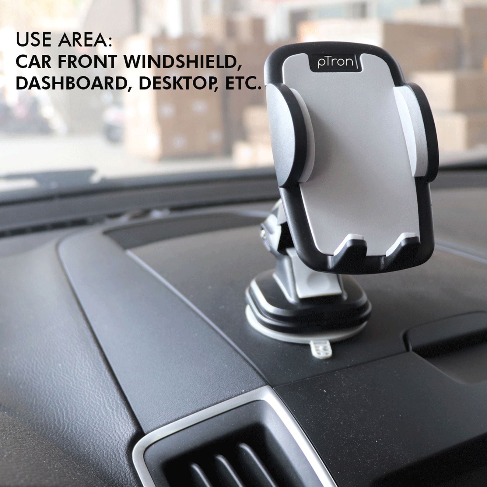 pTron Mount ST4F Adjustable Car Mount Phone Holder for Dashboard & Windshield (Rotating Clamp, Black)_6