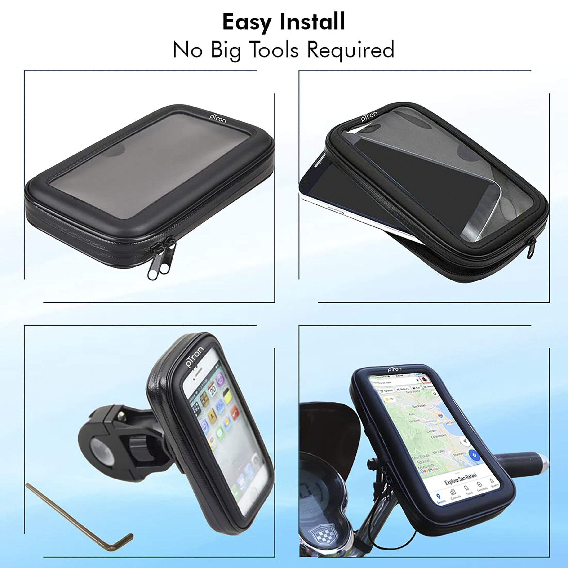 pTron Mount ST2B Mobile Phone Holder Case (Zip Lock & Cushion Pad, 140318062, Black)_8