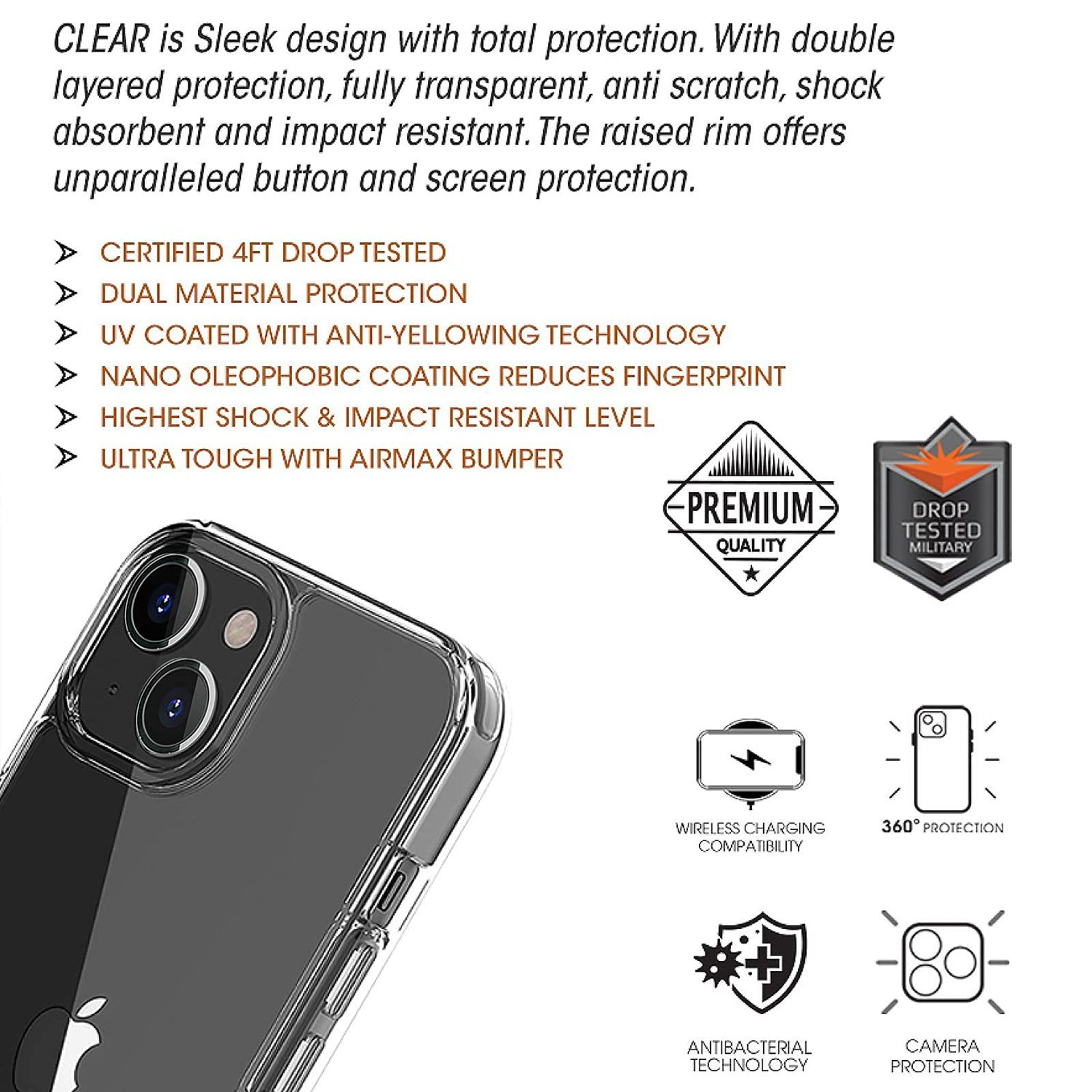 GRIPP Hard TPU & Polycarbonate Back Cover for Apple iPhone 13 (Air Cushion Technology, Clear) GRIPP Hard TPU & Polycarbonate Back Cover for Apple iPhone 13 (Air Cushion Technology, Clear)_7