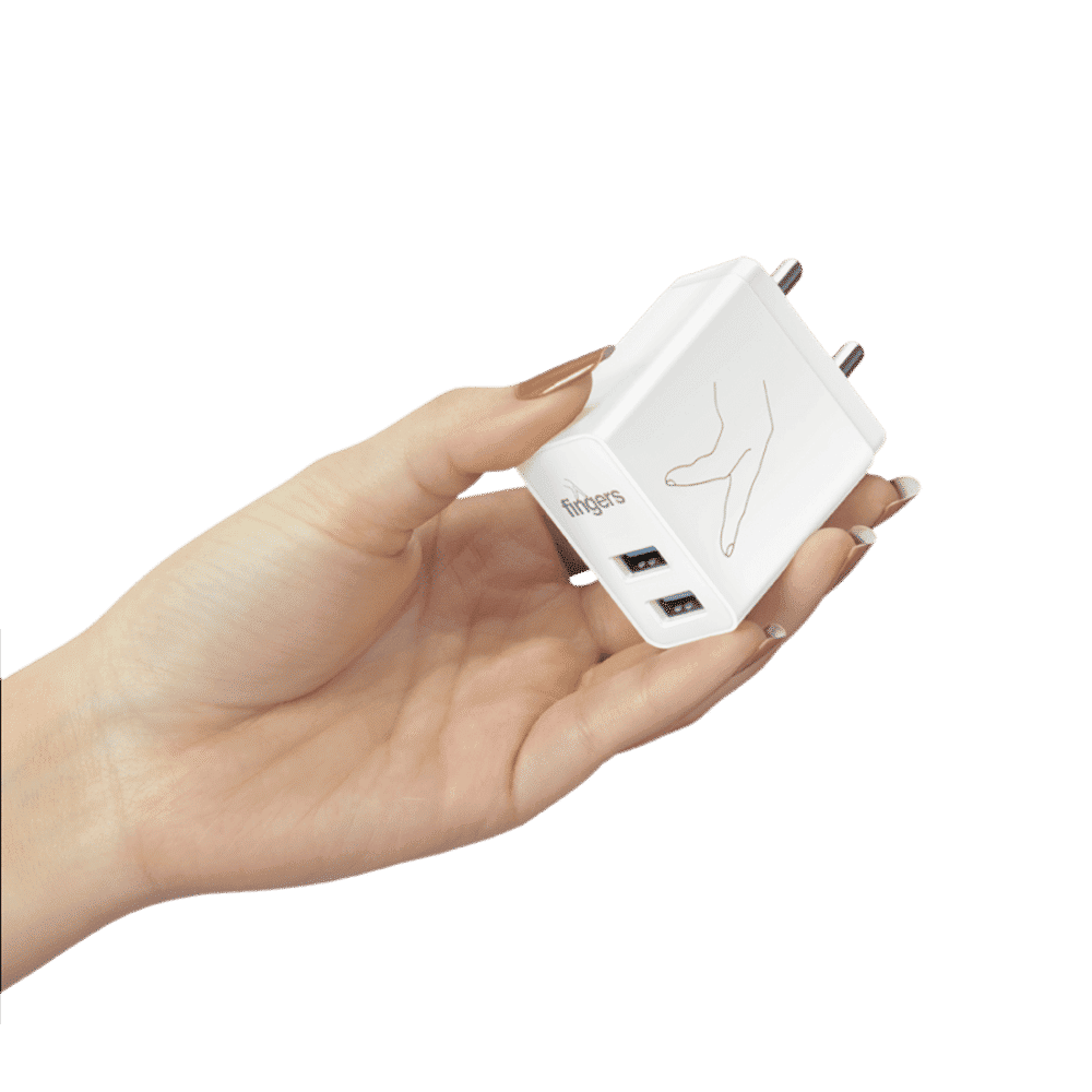 fingers 15W USB 2.0 Fast Charger (Adapter Only, Short Circuits Protection, Piano White)_3