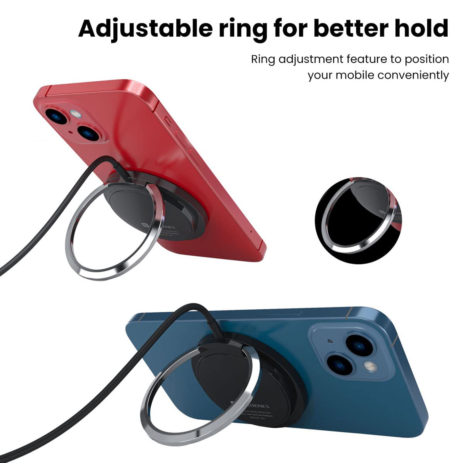 Portronics Freedom 15M 15W Wireless Charger for iPhone 12, 13 Series (Strong Alloy Build, Black)_5