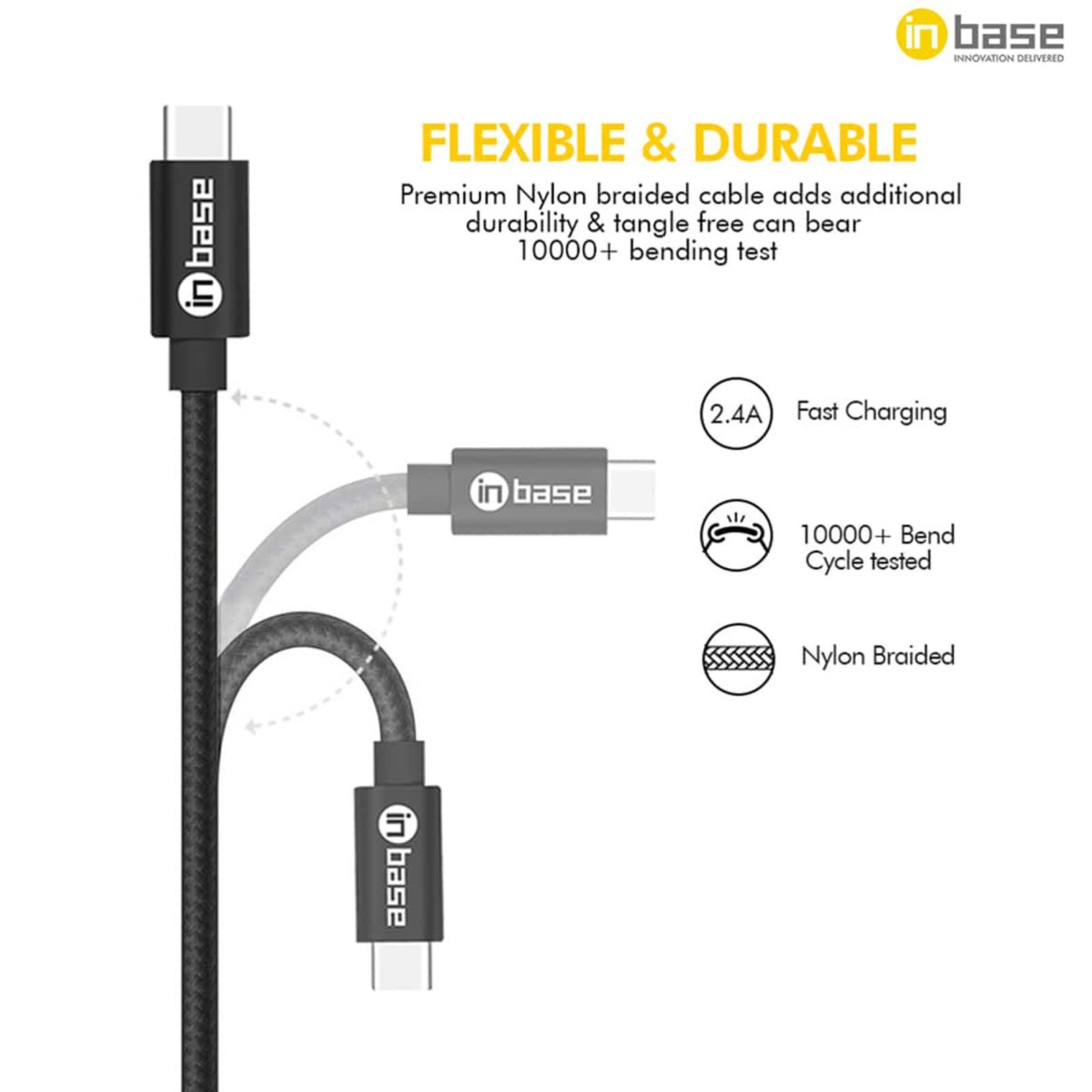 in base Type A to Type C 6.56 Feet (2M) Cable (Surface Dent Design, Black)_5
