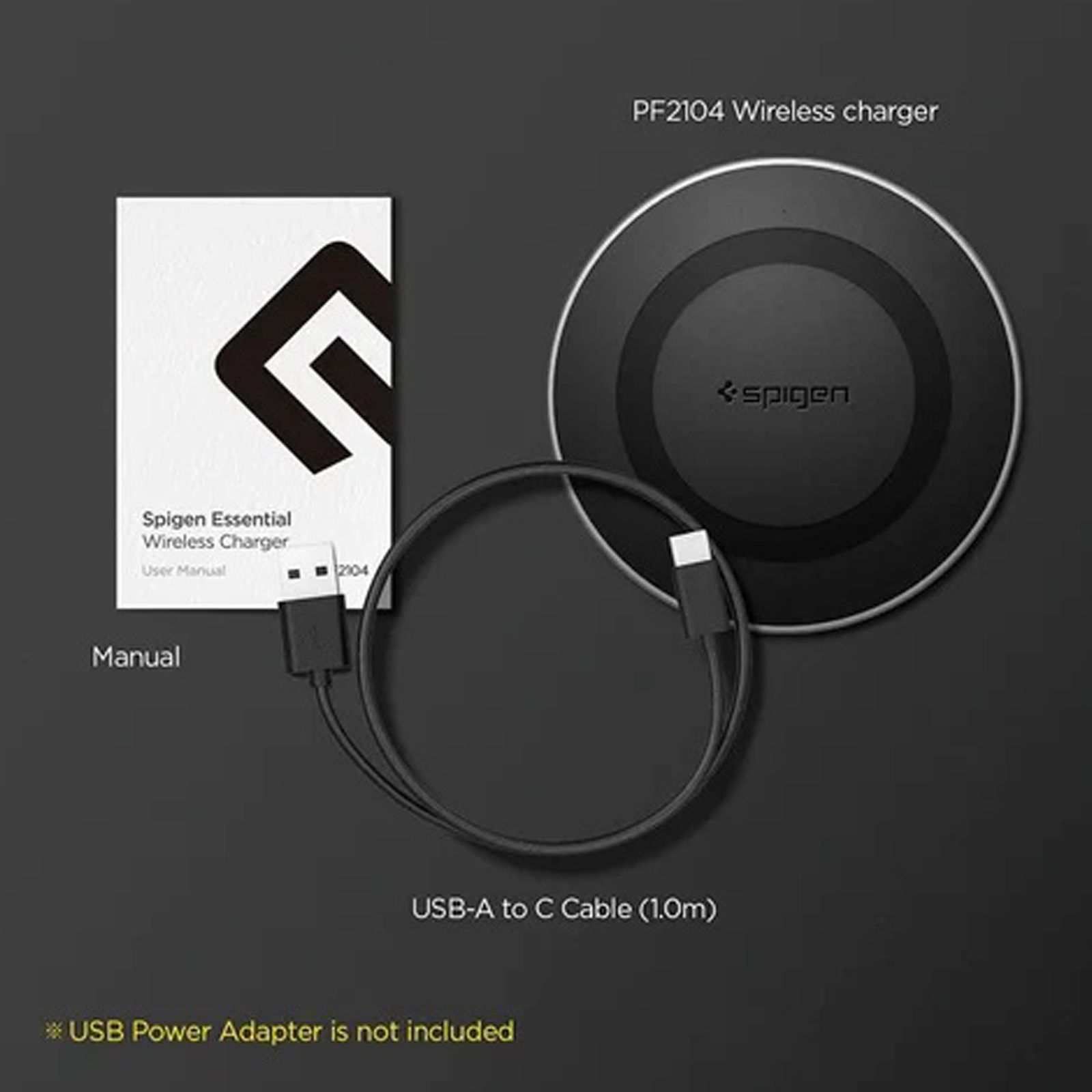 spigen Essential 15W Wireless Charger for iPhone 14, 13, 12, 11, X.8 Series/SAMSUNG Galaxy S23, S22, S21, S20/OnePlus 9, 9 Pro (Air Boost Technology, Black)_4