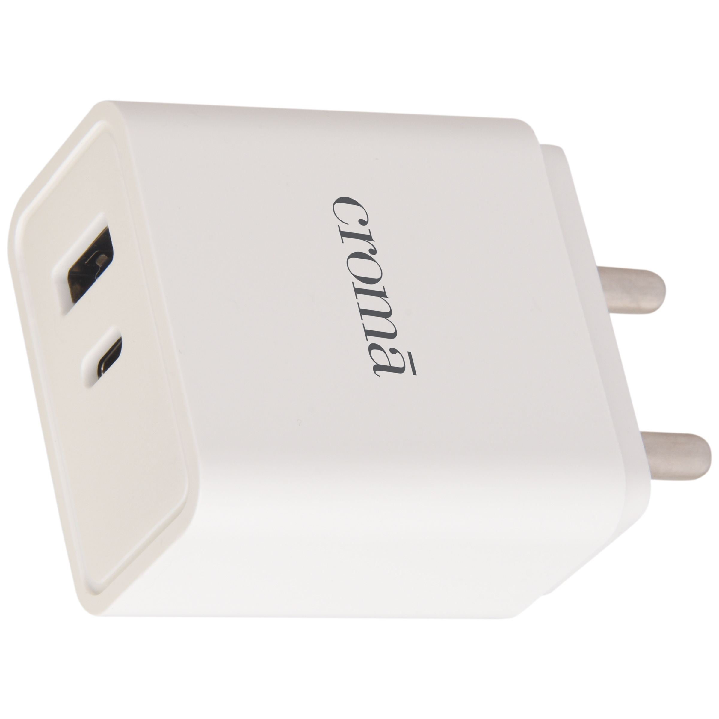 Croma 20W Type A & Type C 2-Port Fast Charger (Type C Cable Included, Apple Compatible, White)_1