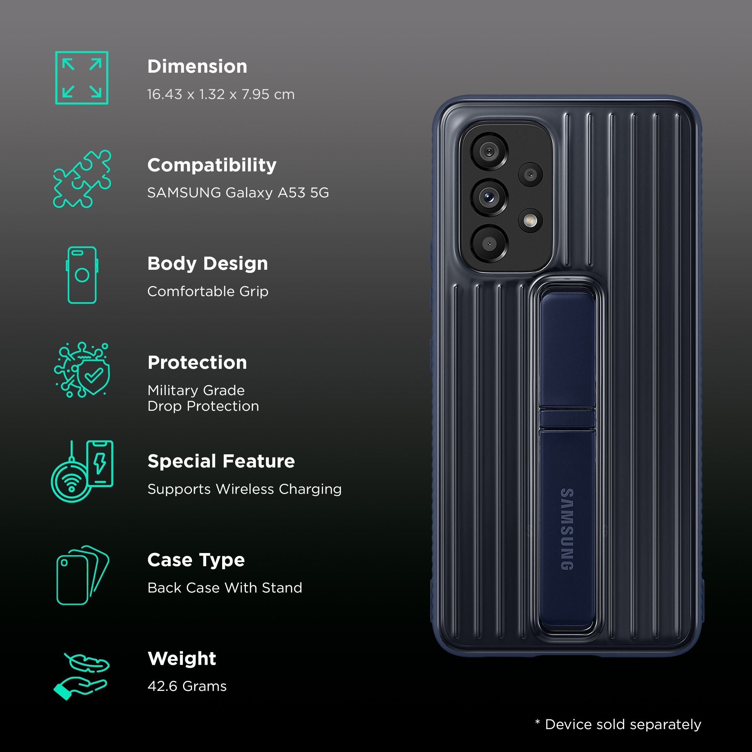 SAMSUNG Back Cover for SAMSUNG Galaxy A53 5G (Military Grade Drop Tested, Navy)_2