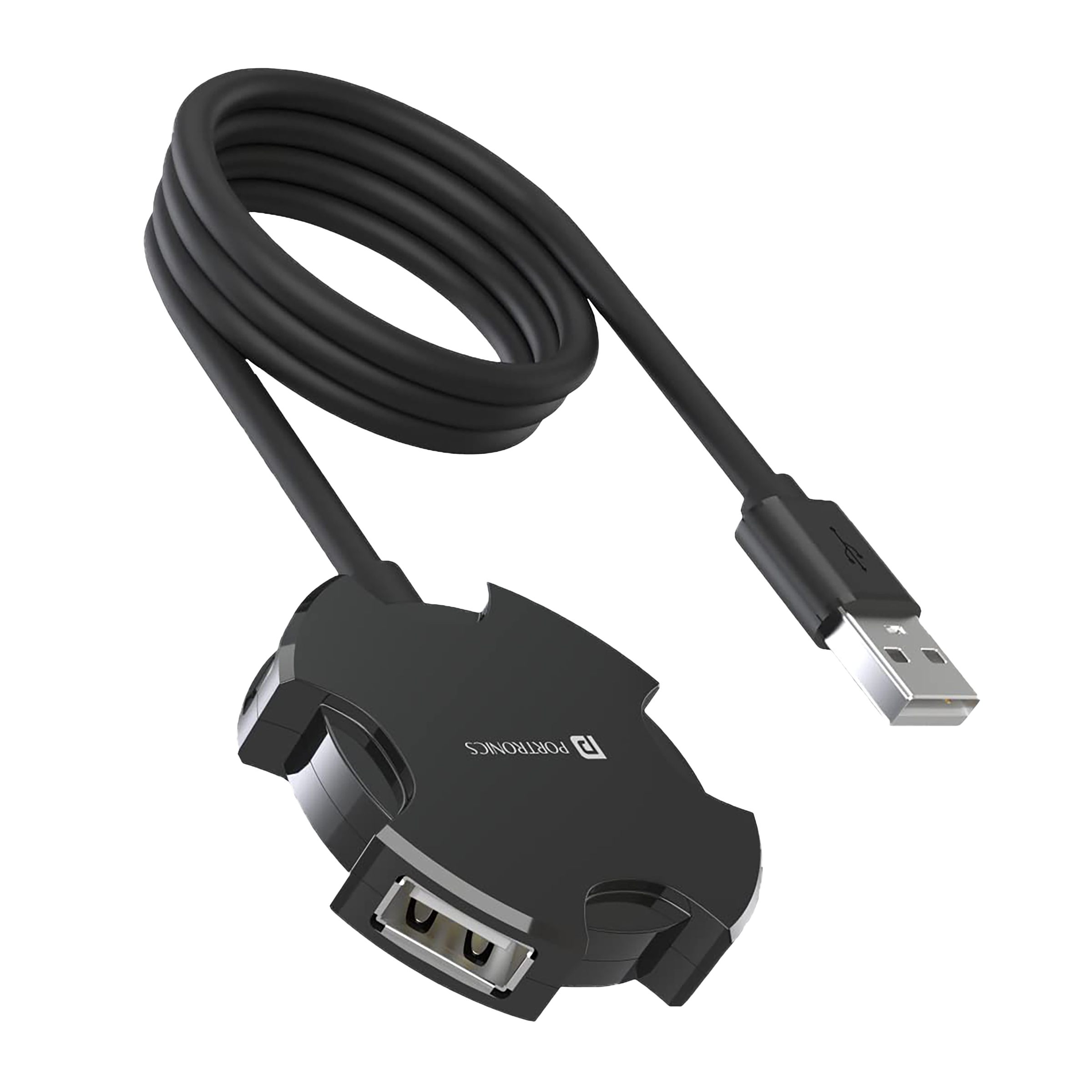 Portronics Mport 4C 4-in-1 USB 2.0 Type A to USB 2.0 Type A USB Hub (360 Degree Functioning, Black)_1