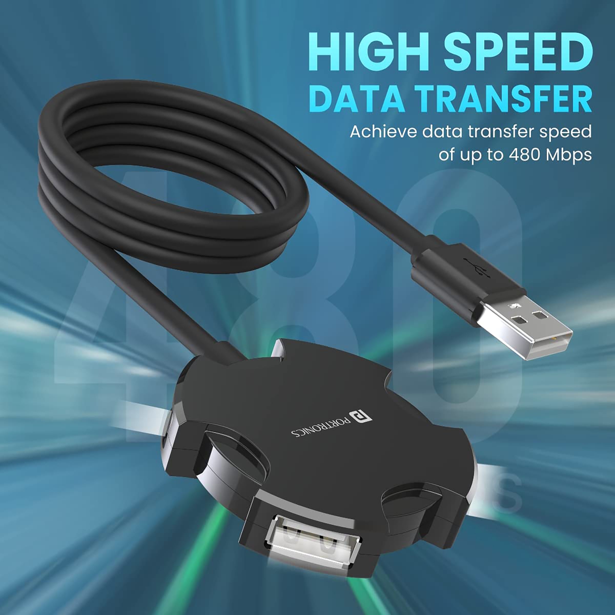 Portronics Mport 4C 4-in-1 USB 2.0 Type A to USB 2.0 Type A USB Hub (360 Degree Functioning, Black)_9