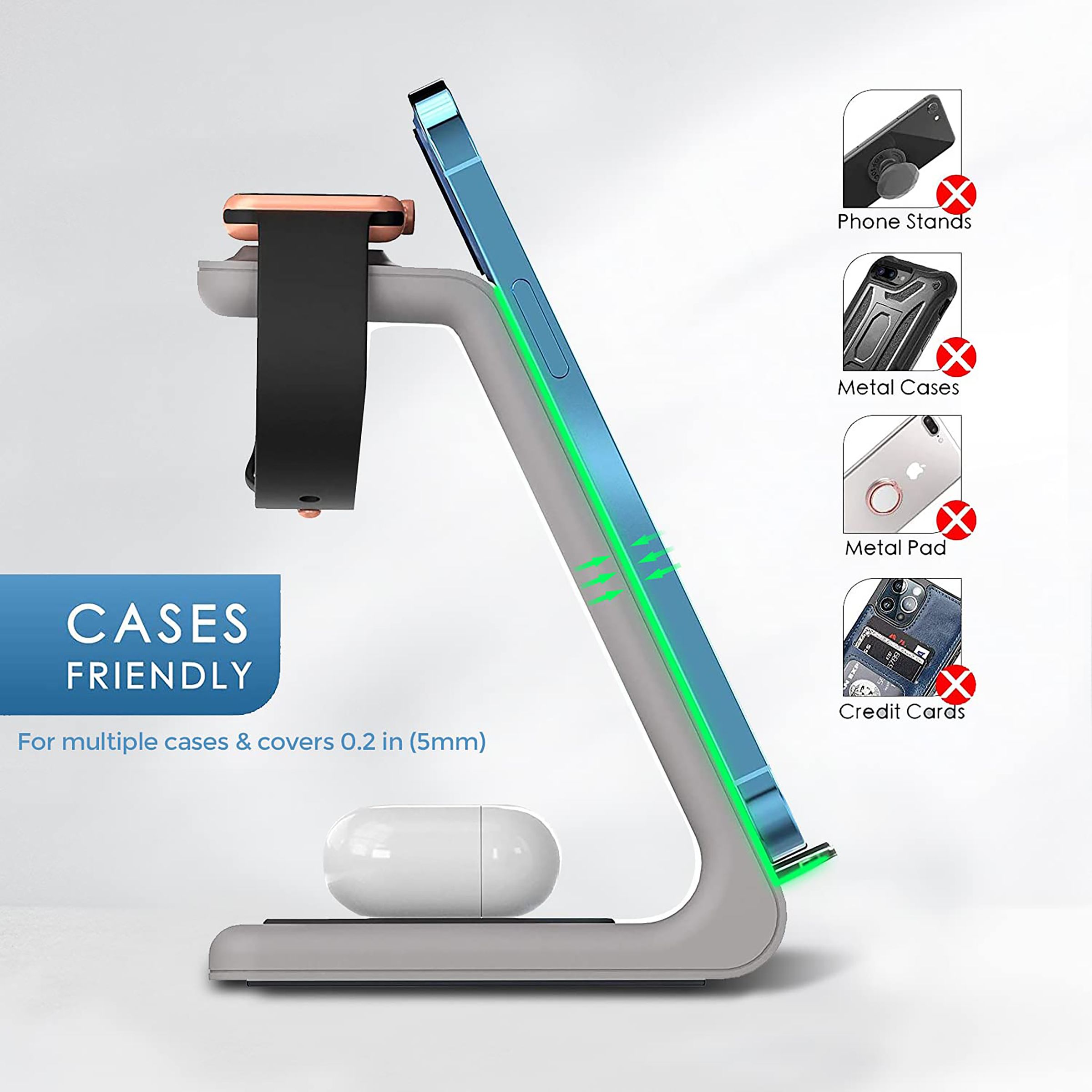 Unigen Unidock 250 15W 3-in-1 Wireless Charging Stand for iPhone 14, 13, 12, 12 Pro, 12 Pro Max, 12 Mini, 11, 11 Pro, 11 Pro Max, Xs, Xs Max, XR, X, 8, 8 Plus, iWatch SE, 6, 5, 4, 3, 2 & AirPods (Multiple Safety Protection, White)_8