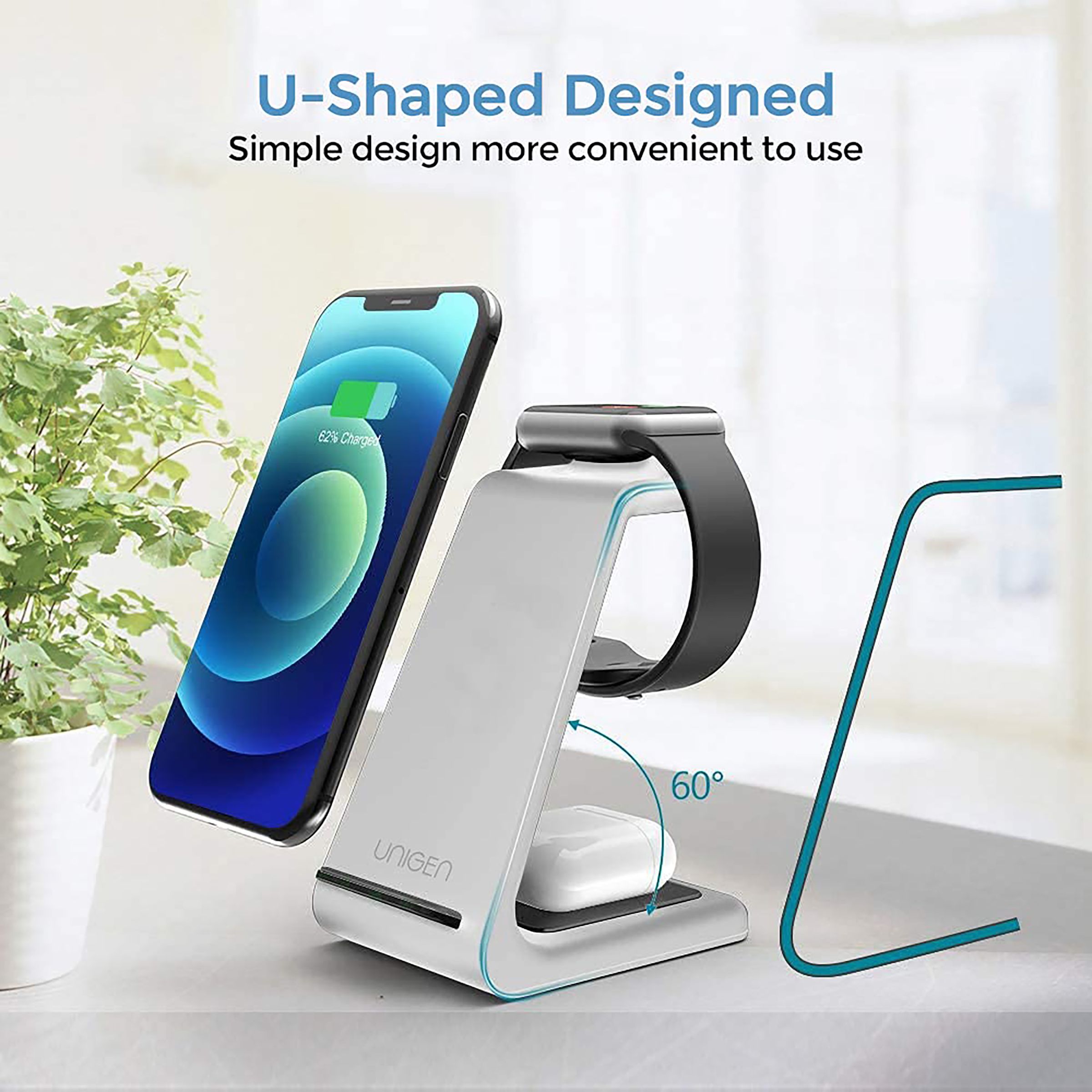 Unigen Unidock 250 15W 3-in-1 Wireless Charging Stand for iPhone 14, 13, 12, 12 Pro, 12 Pro Max, 12 Mini, 11, 11 Pro, 11 Pro Max, Xs, Xs Max, XR, X, 8, 8 Plus, iWatch SE, 6, 5, 4, 3, 2 & AirPods (Multiple Safety Protection, White)_9