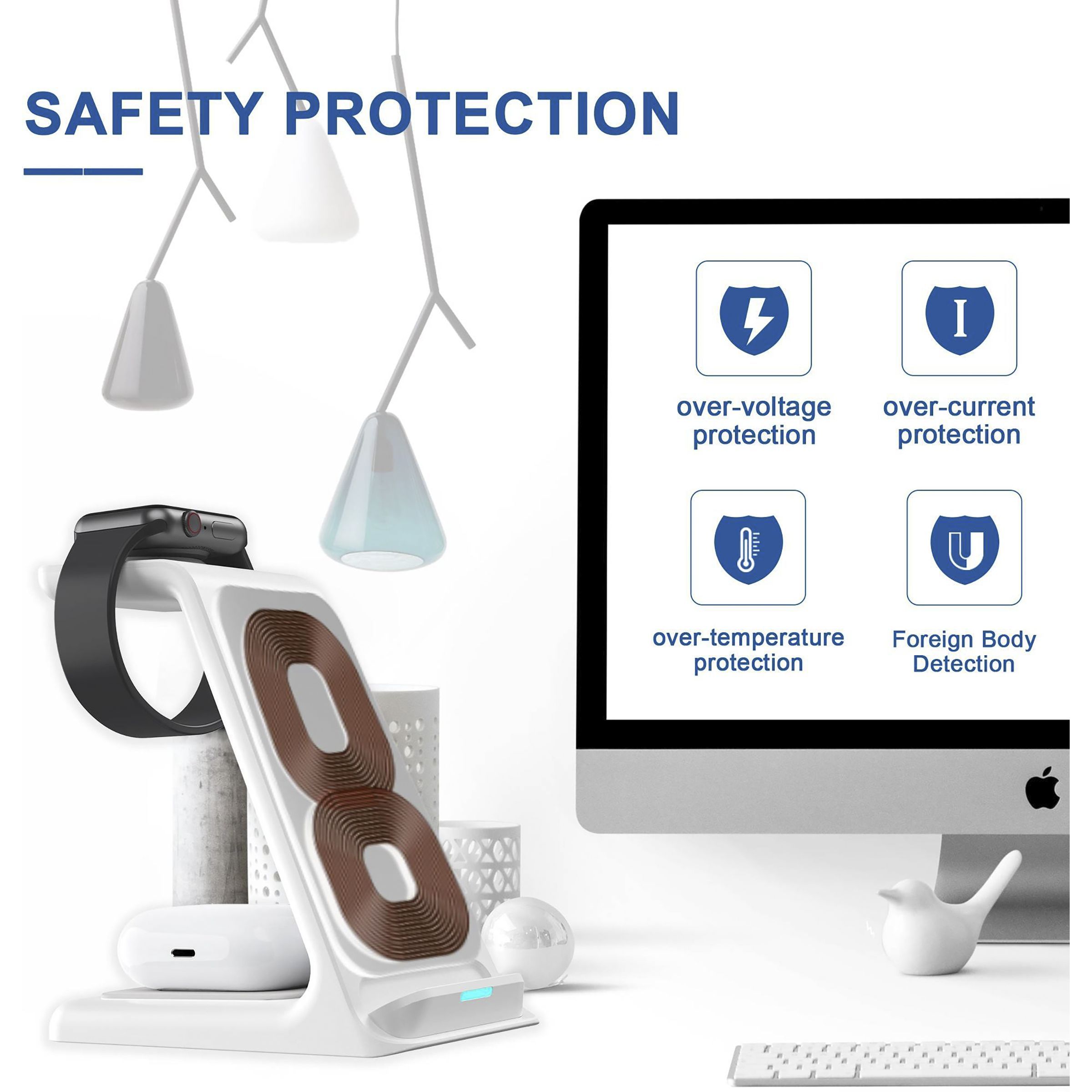 Unigen Unidock 250 15W 3-in-1 Wireless Charging Stand for iPhone 14, 13, 12, 12 Pro, 12 Pro Max, 12 Mini, 11, 11 Pro, 11 Pro Max, Xs, Xs Max, XR, X, 8, 8 Plus, iWatch SE, 6, 5, 4, 3, 2 & AirPods (Multiple Safety Protection, White)_11