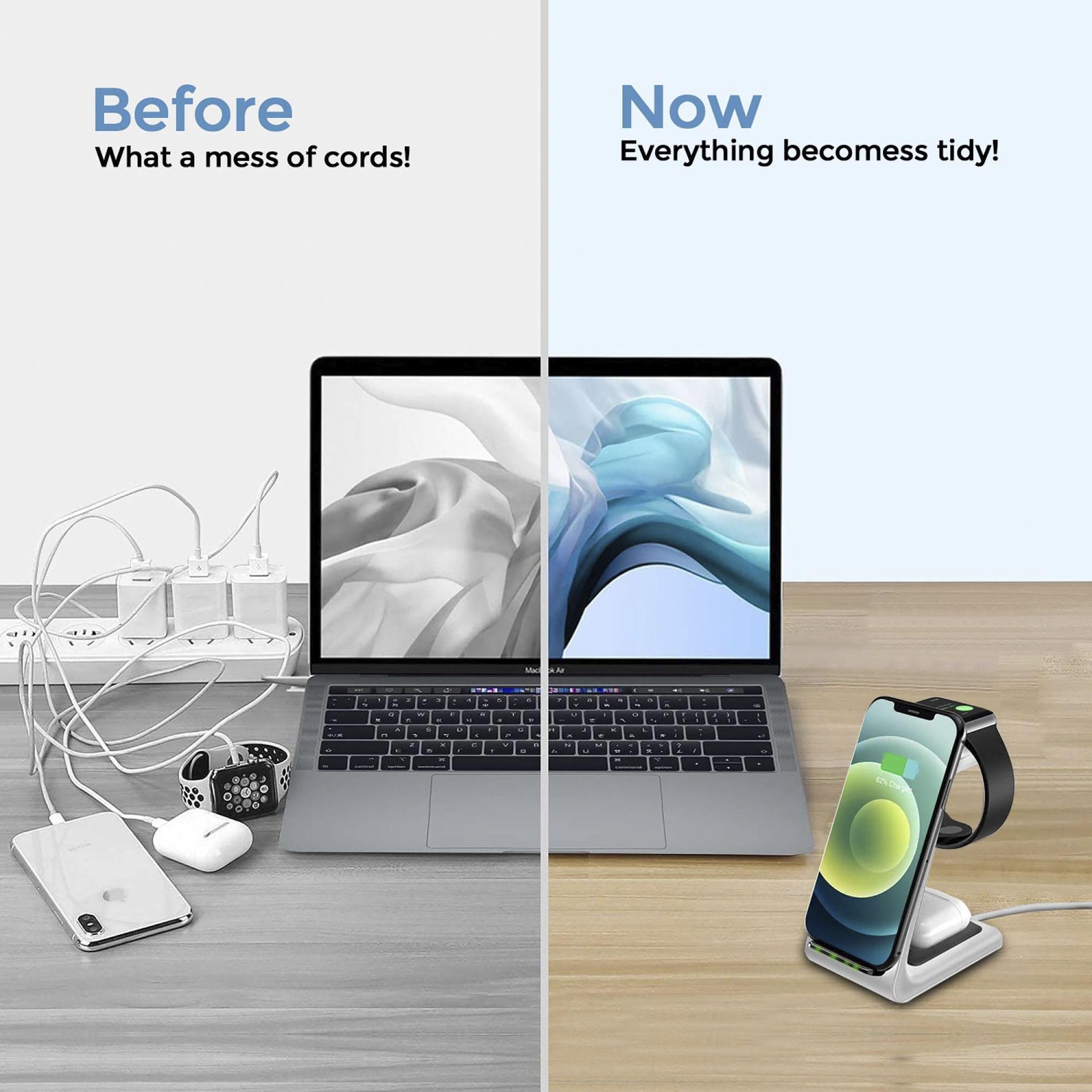 Unigen Unidock 250 15W 3-in-1 Wireless Charging Stand for iPhone 14, 13, 12, 12 Pro, 12 Pro Max, 12 Mini, 11, 11 Pro, 11 Pro Max, Xs, Xs Max, XR, X, 8, 8 Plus, iWatch SE, 6, 5, 4, 3, 2 & AirPods (Multiple Safety Protection, White)_12