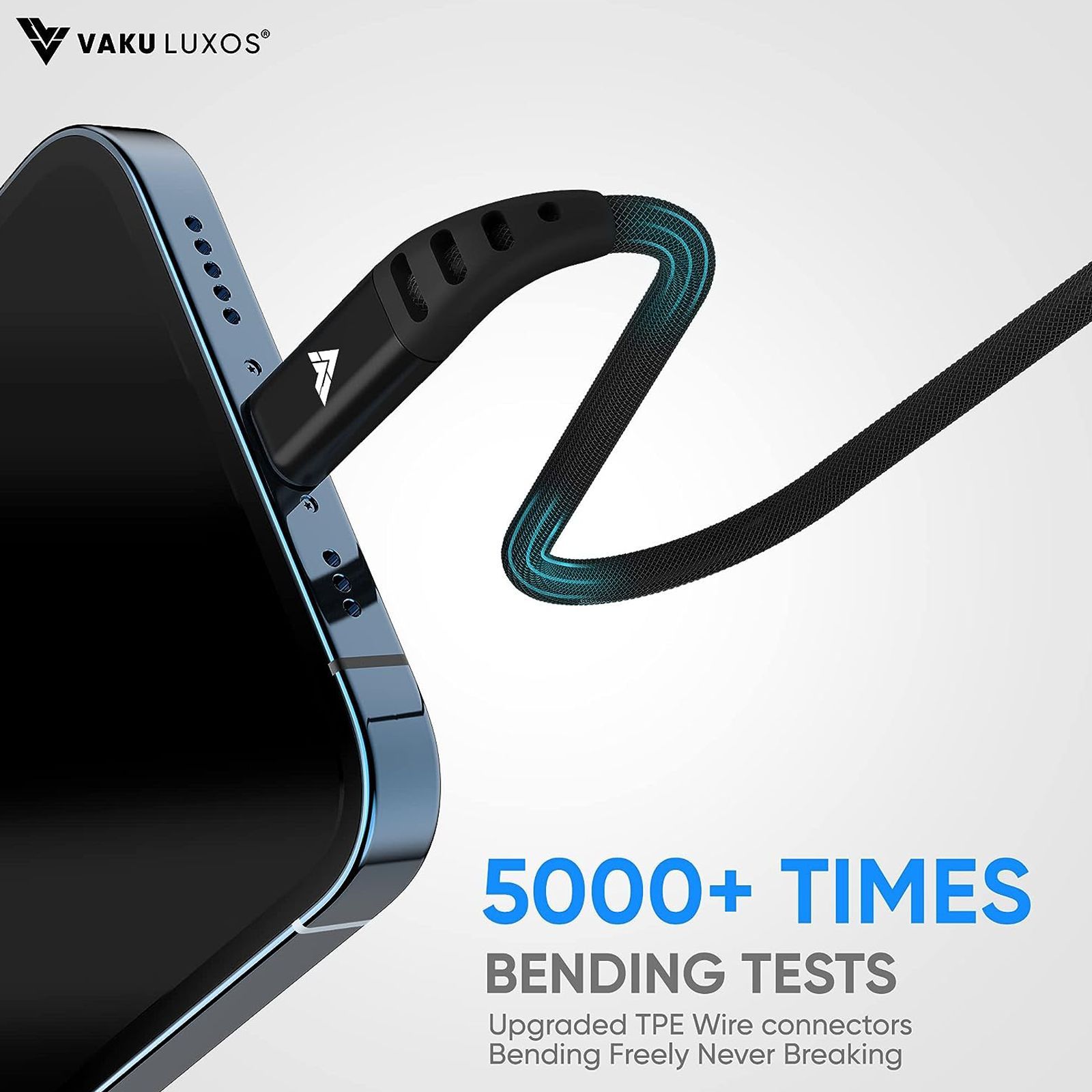 VAKU LUXOS Duratuf Type C to Type C 4.9 Feet (1.5M) Cable (PET Braided, Black) VAKU LUXOS Duratuf Type C to Type C 4.9 Feet (1.5M) Cable (PET Braided, Black)_3