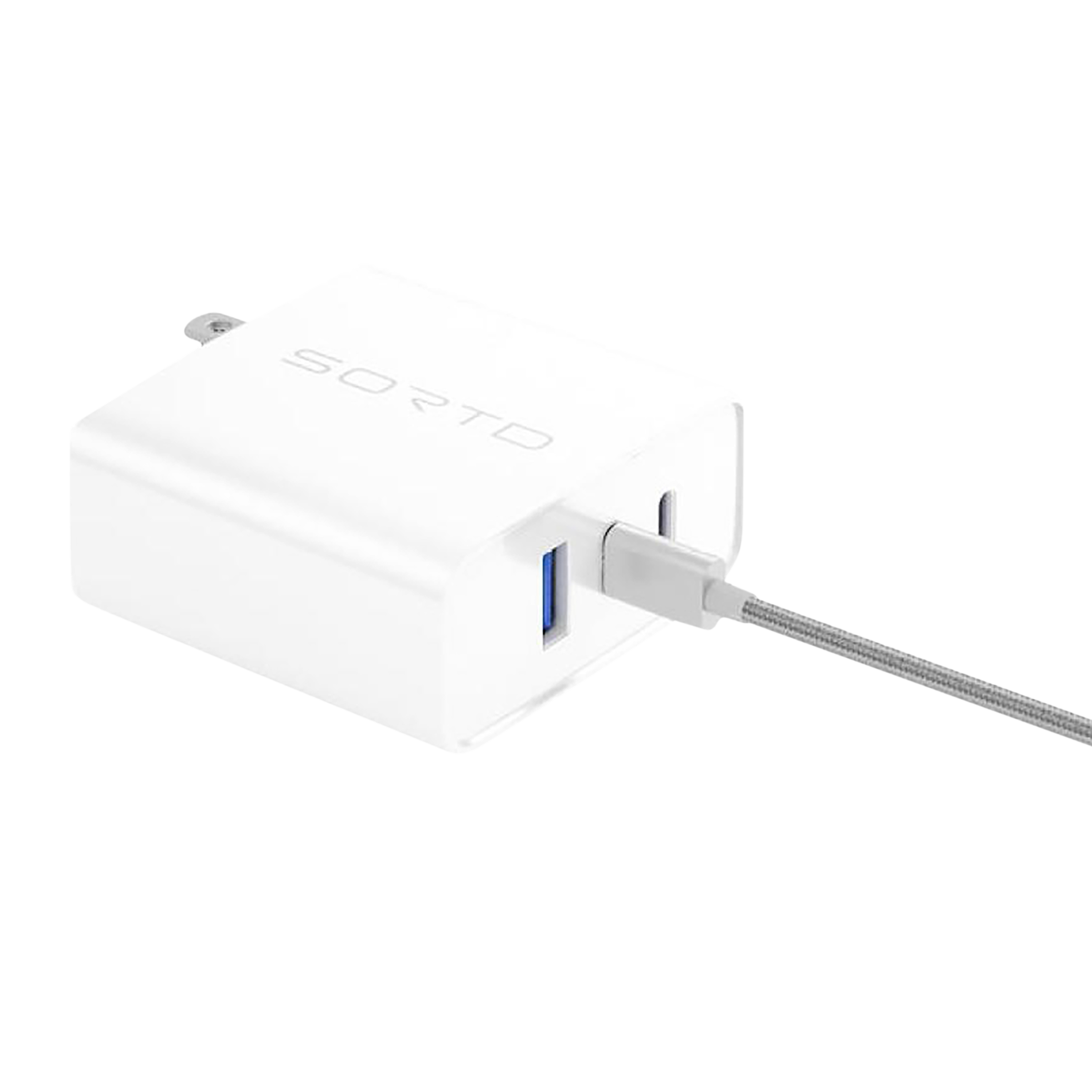 Sortd GaN 65W Type A & Type C 3-Port Fast Charger (Adapter Only, 13 Safety Protection, White)_1