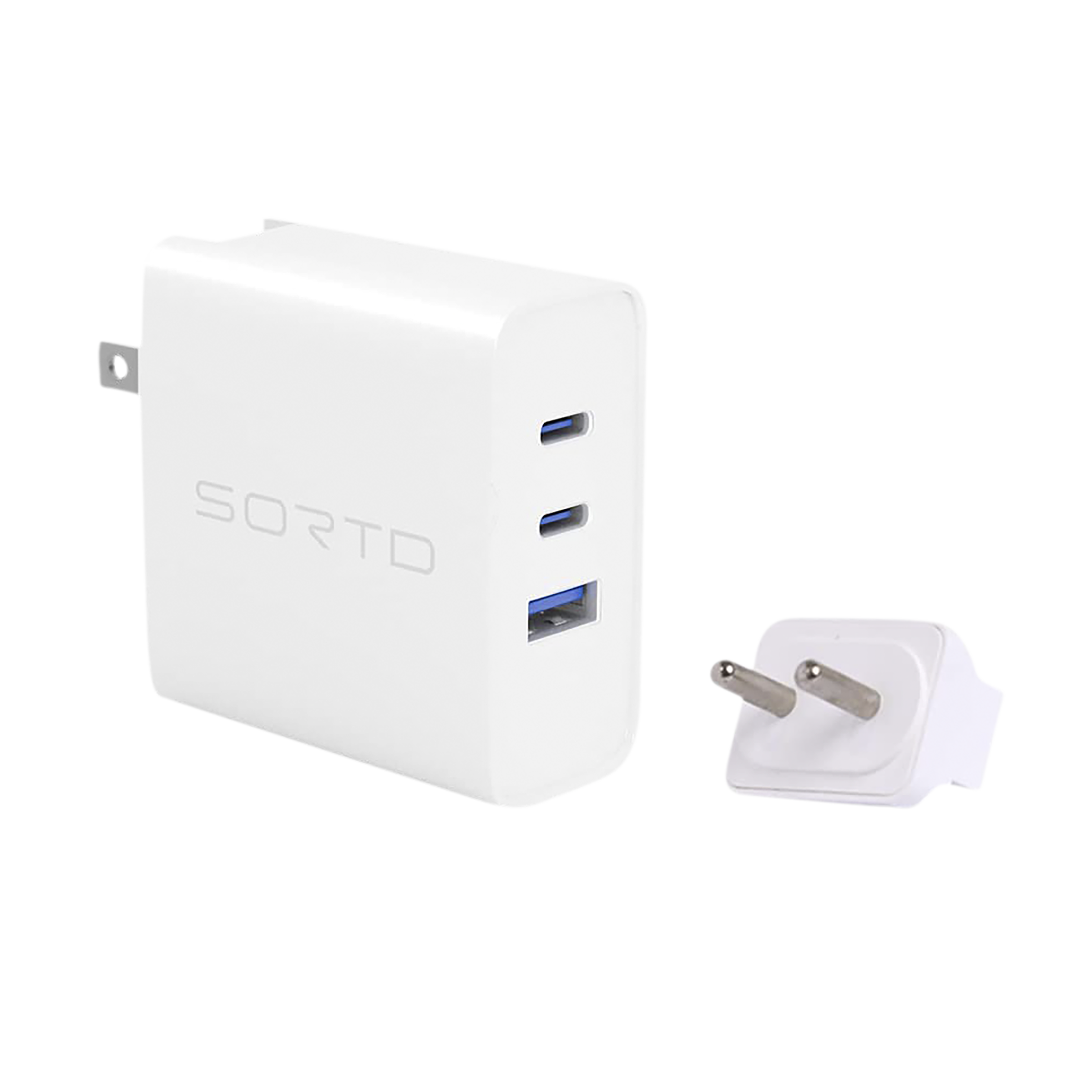 Sortd GaN 65W Type A & Type C 3-Port Fast Charger (Adapter Only, 13 Safety Protection, White)_3