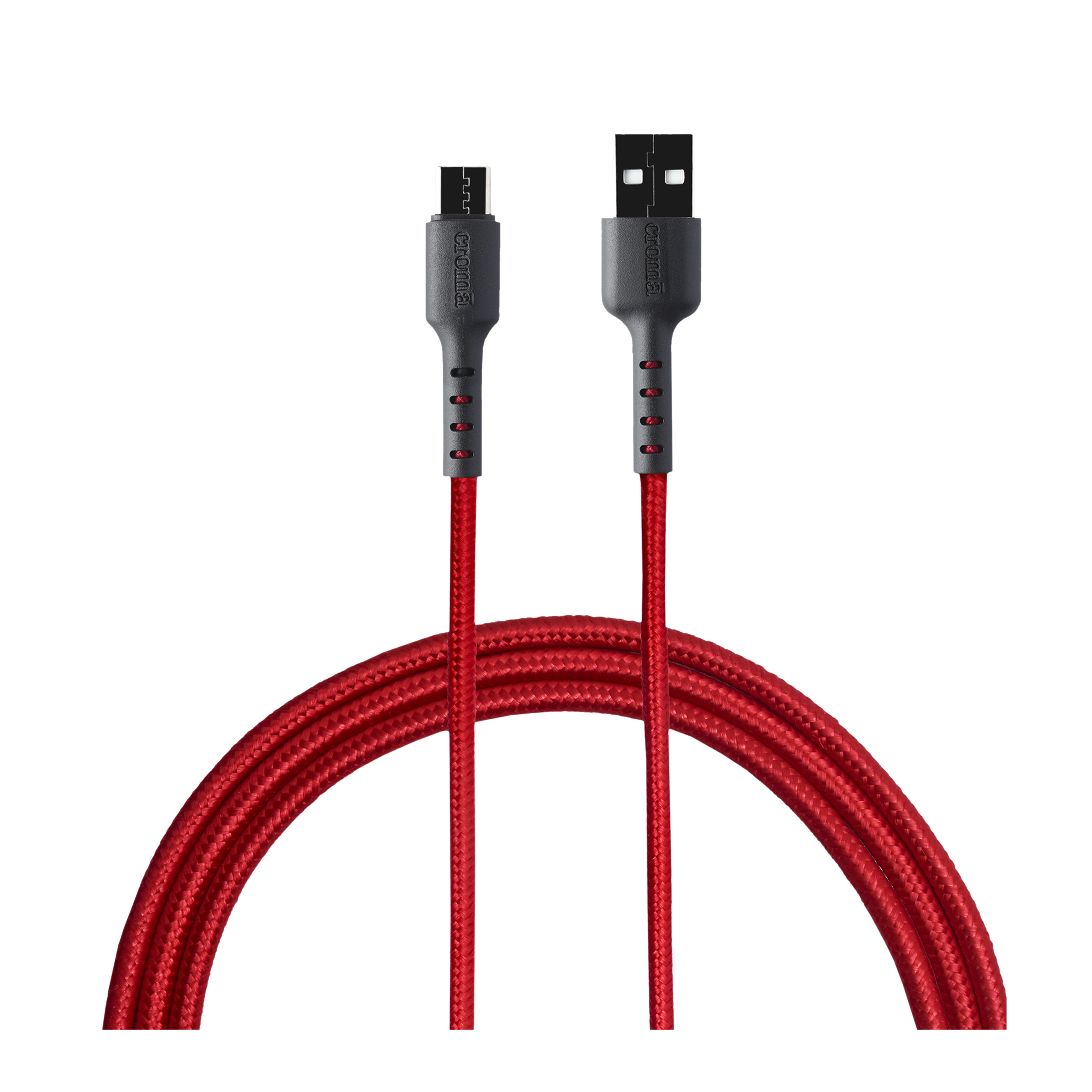 Croma USB 2.0 Type A to USB 2.0 Type C 1 Meter Charging Cable (Braided Outer Exterior, Red)_1