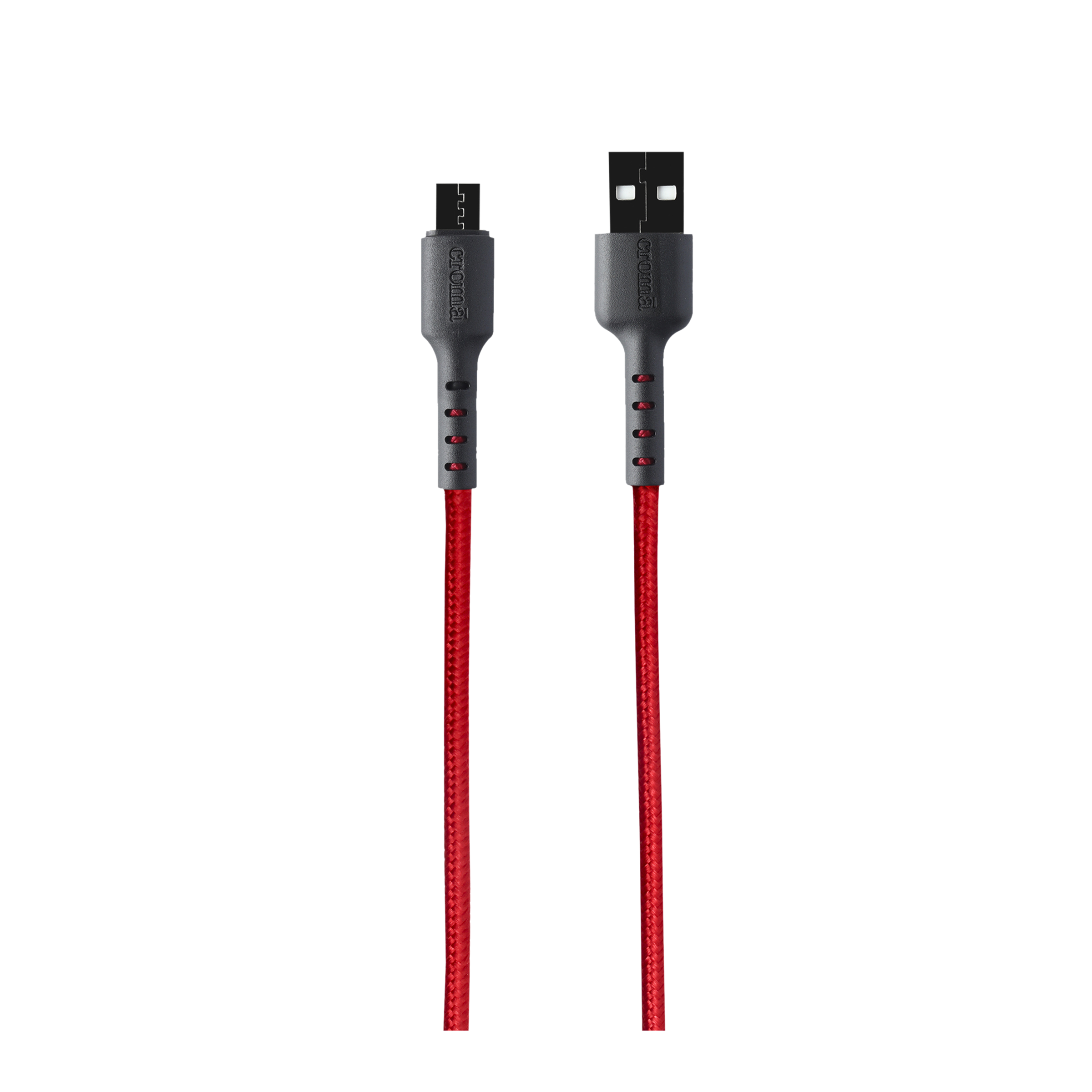 Croma USB 2.0 Type A to USB 2.0 Type C 1 Meter Charging Cable (Braided Outer Exterior, Red)_3