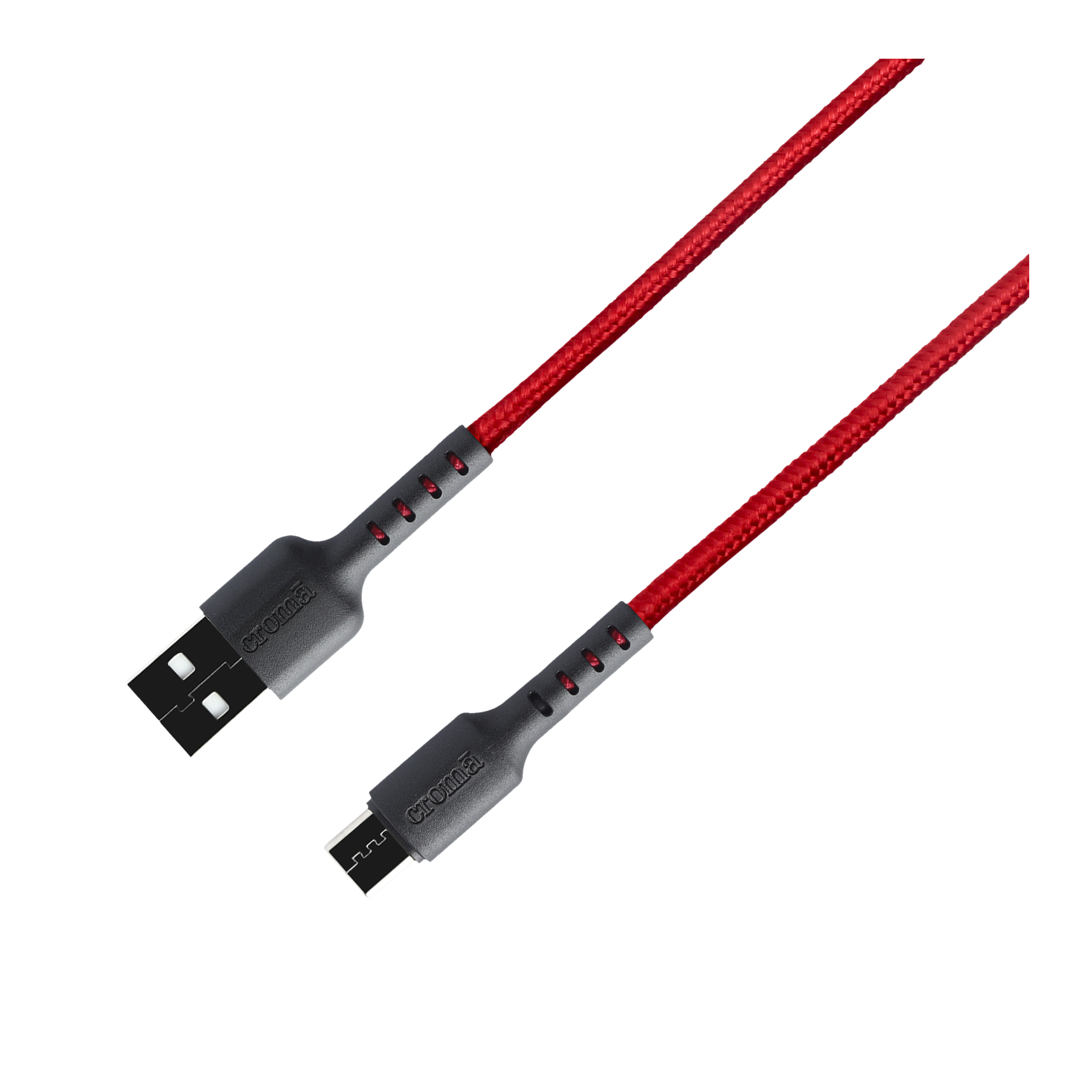 Croma USB 2.0 Type A to USB 2.0 Type C 1 Meter Charging Cable (Braided Outer Exterior, Red)_4