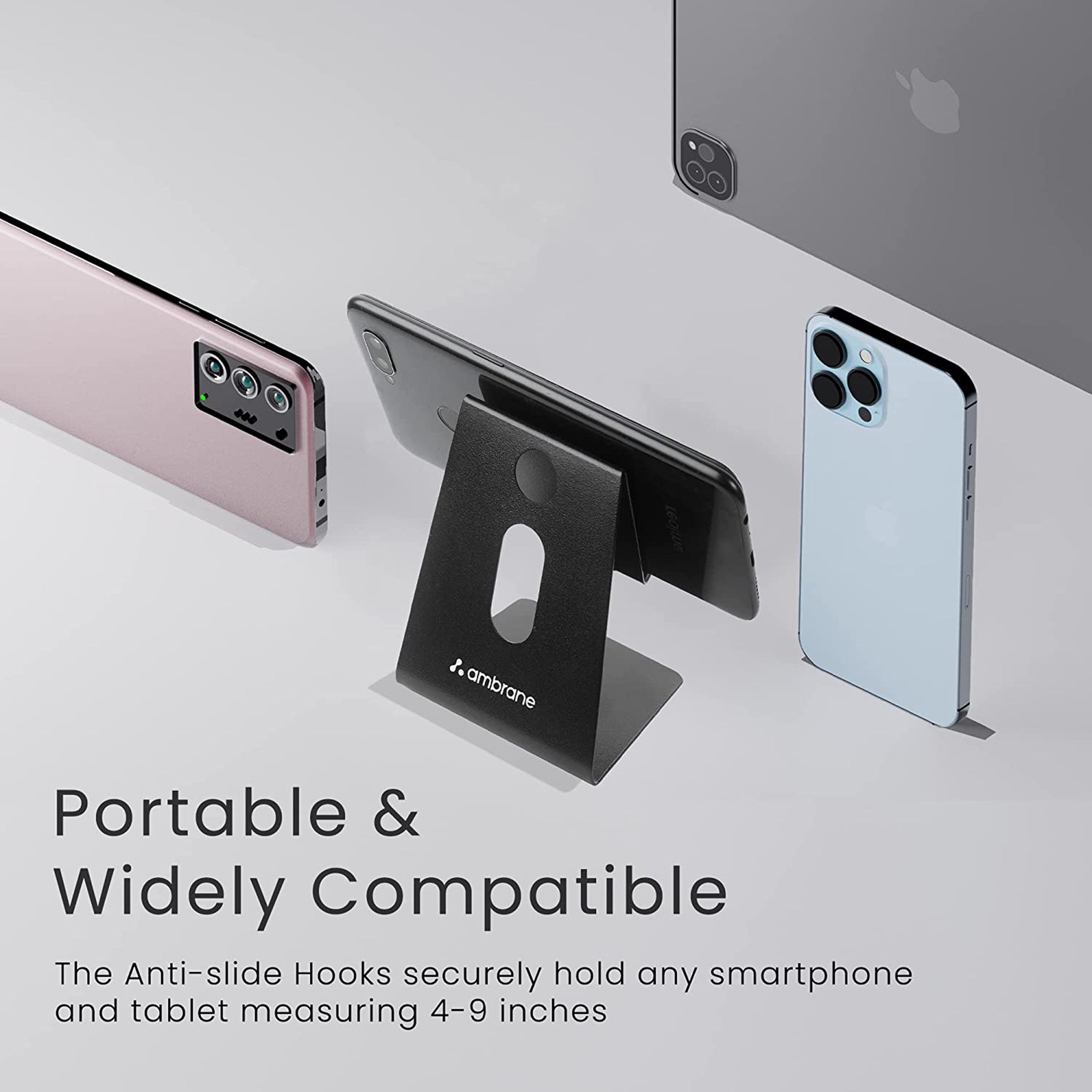 ambrane Anti Skid Holder For Mobiles (Multipurpose Stand, Black)_9