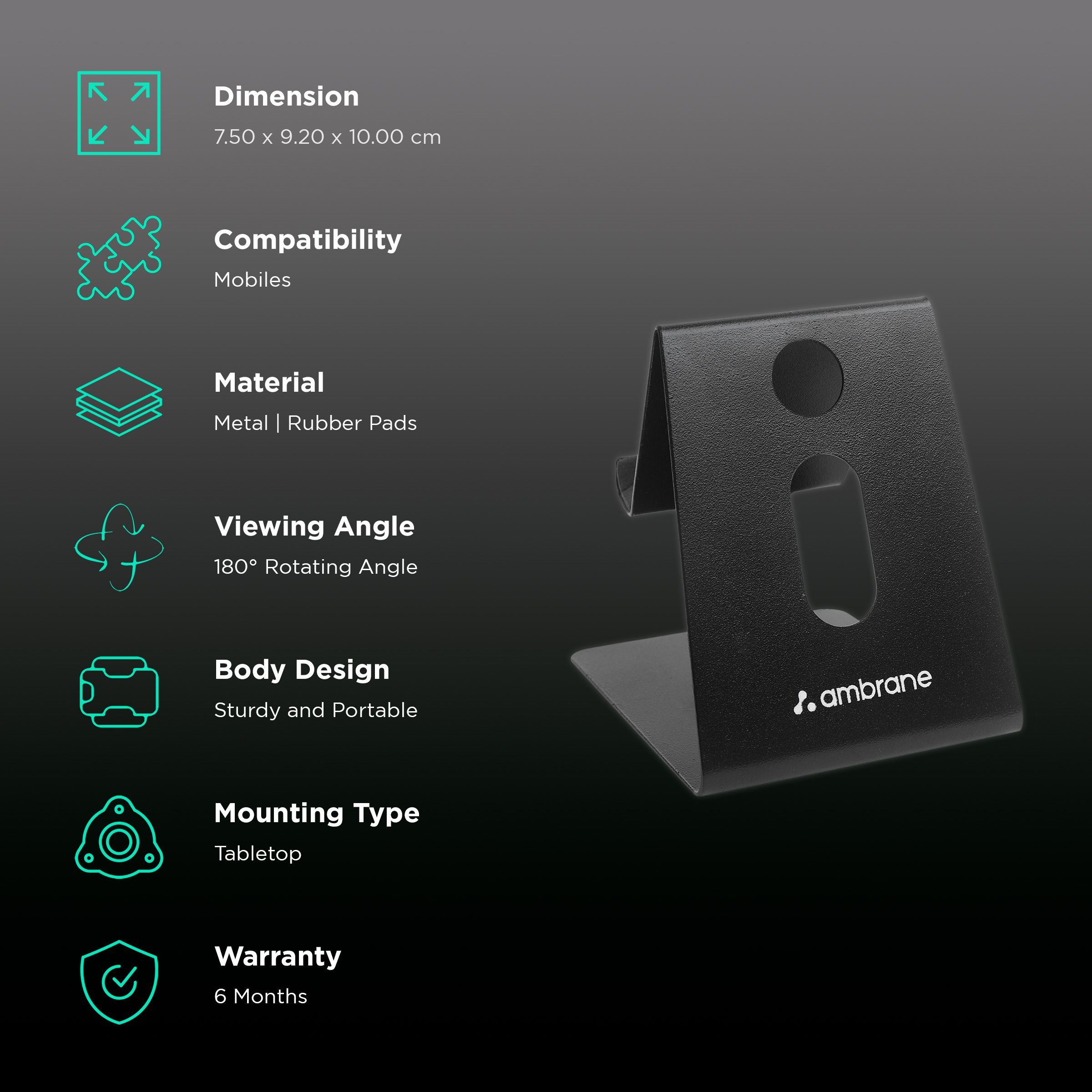 ambrane Anti Skid Holder For Mobiles (Multipurpose Stand, Black)_3