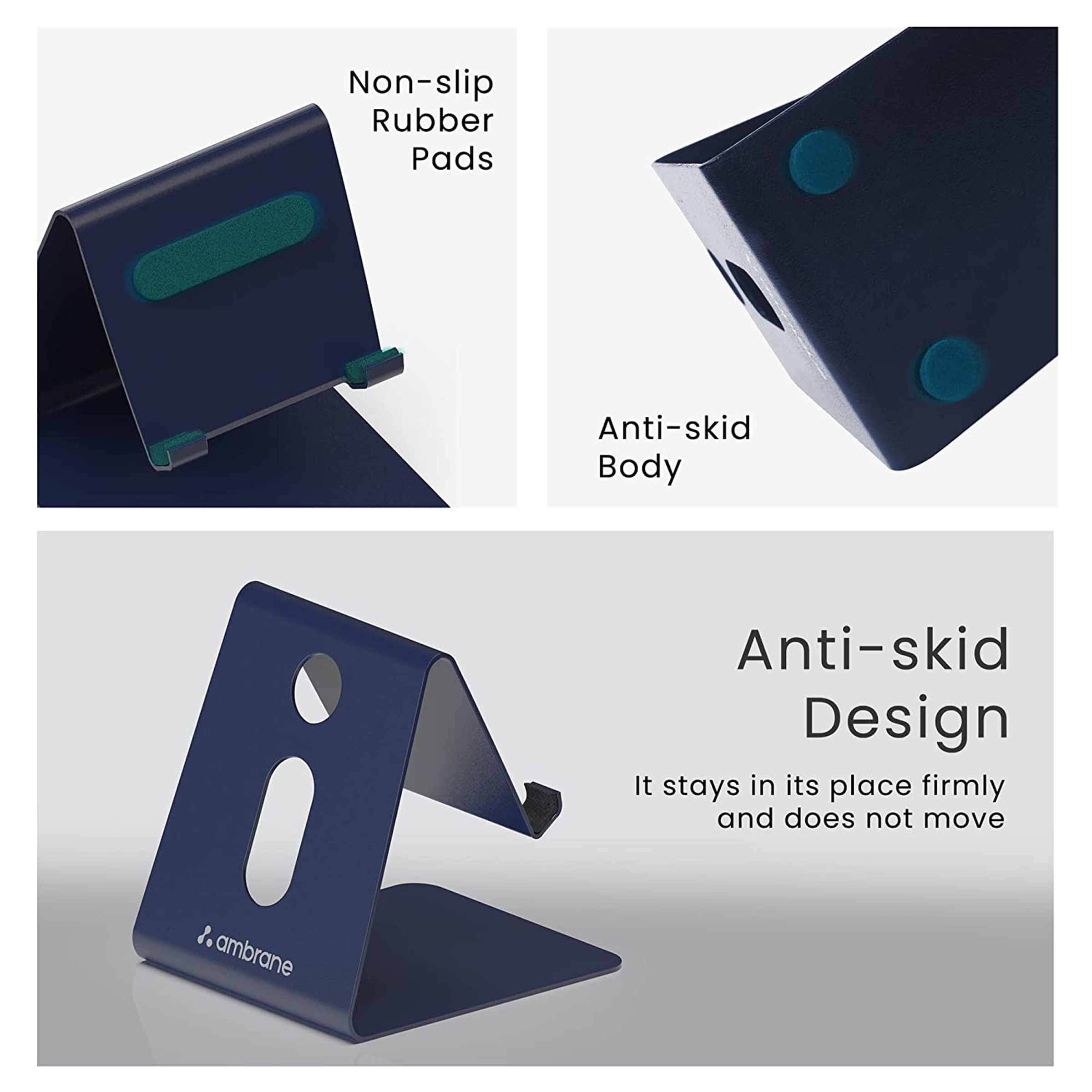 ambrane Anti Skid Holder For Mobiles (Multipurpose Stand, Blue)_4