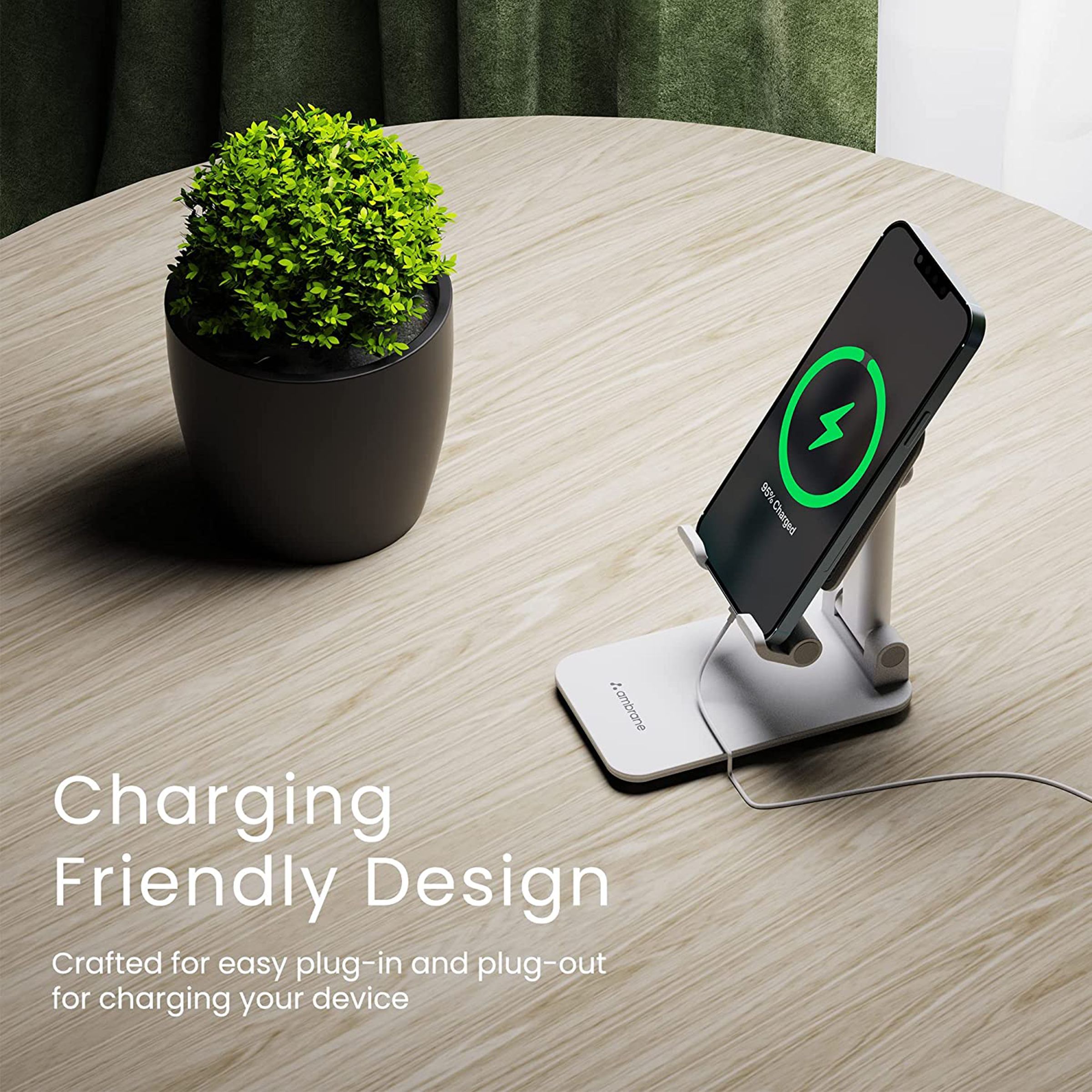 ambrane Anti Skid Holder For Mobiles (Adjustable Angle and Height, White)_4