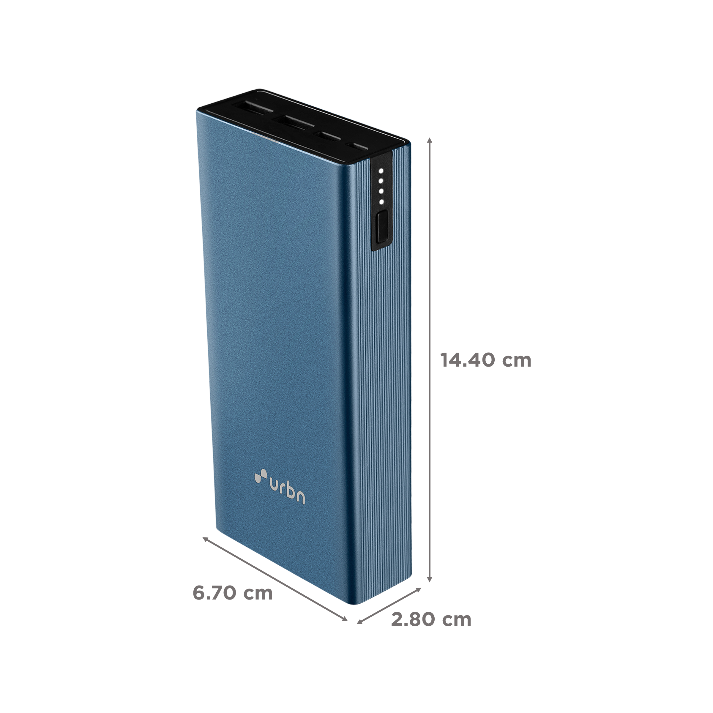 urbn 20000 mAh 20W Fast Charging Power Bank (2 USB Ports & 1 Type-C Port, Metal Body, Blue)_2