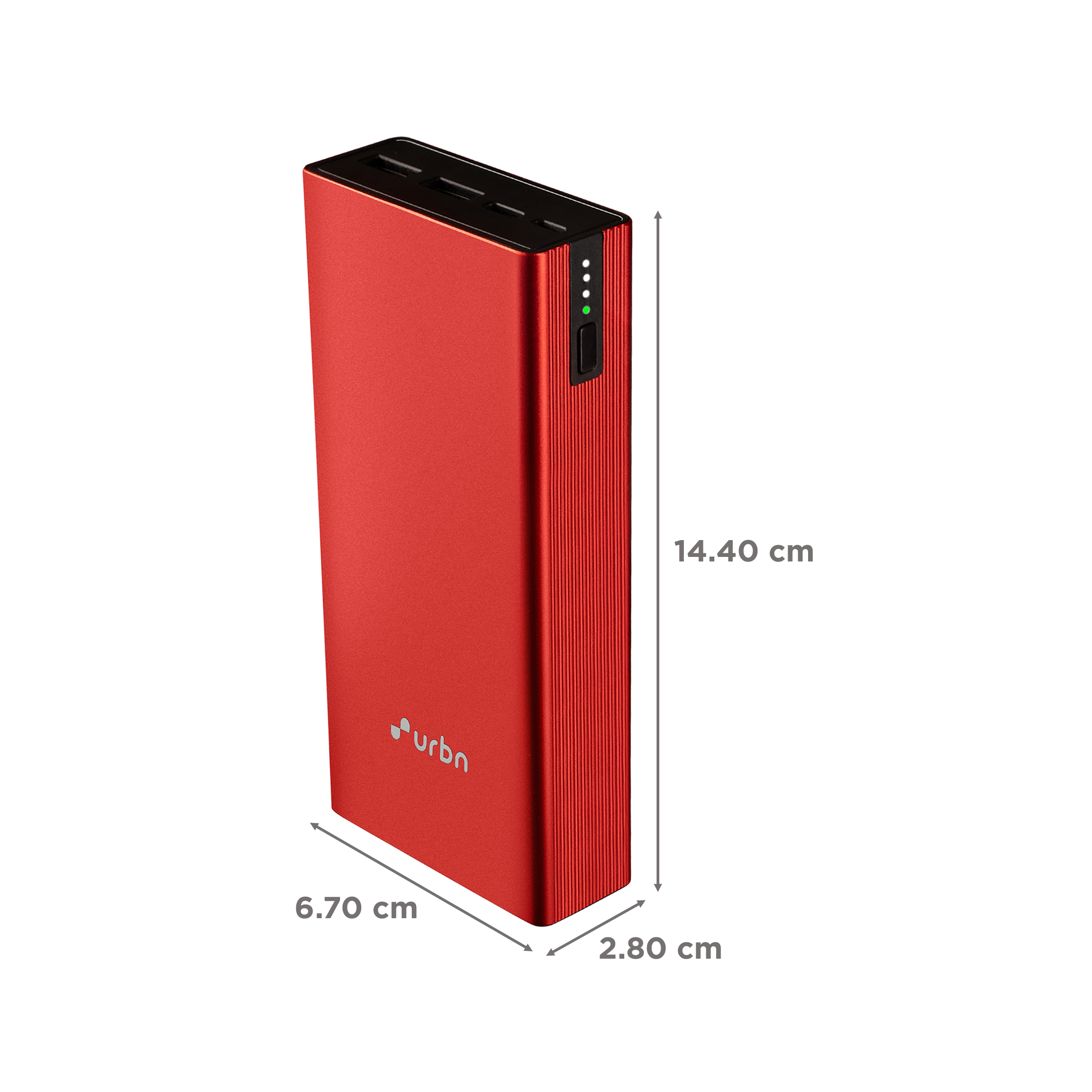 urbn 20000 mAh 20W Fast Charging Power Bank (2 Type A, 1 Type C & Micro B, Premium Carbon Fibre Texture, LED Charge Indicator, Red)_2