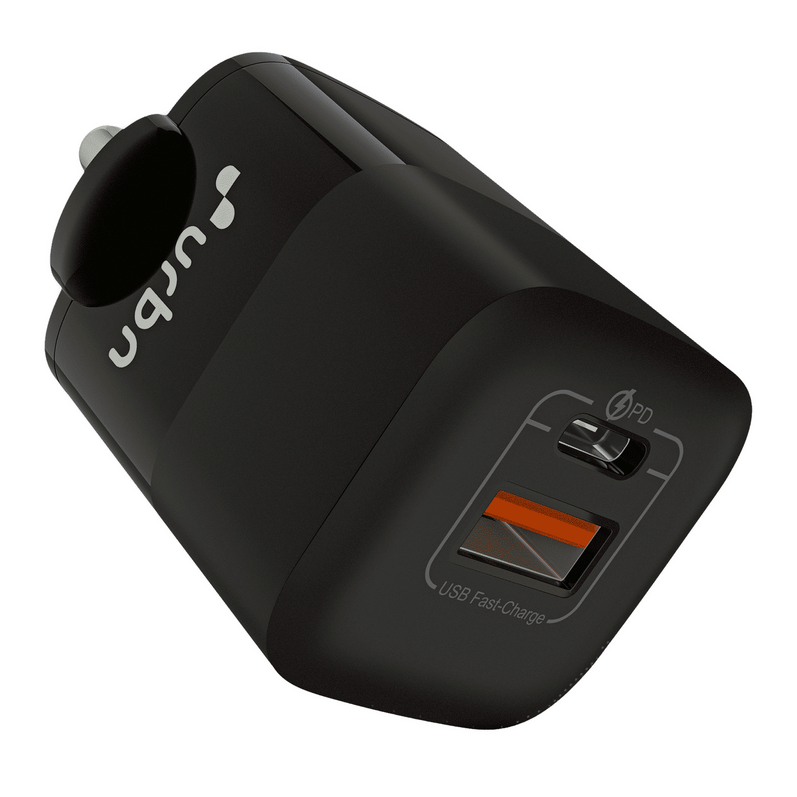 urbn 33W Type A & Type C 2-Port Fast Charger (Adapter Only, Short Circuit Control, Black)_1